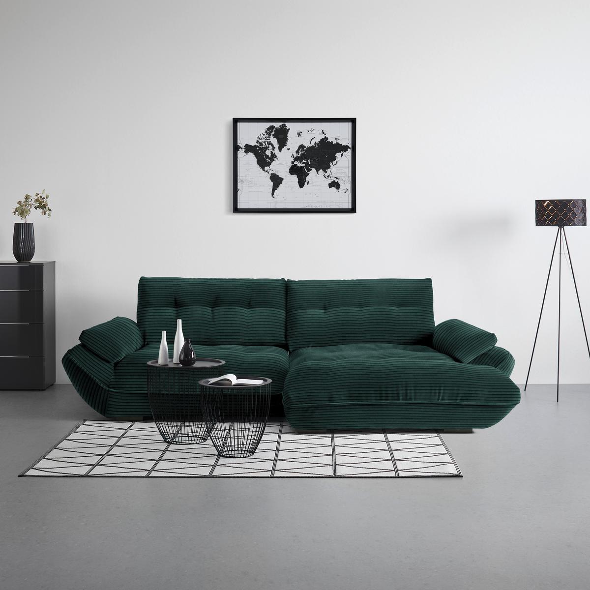 Wohnlandschaft Vivo Dunkelgrün - vert foncé/noir, Modern, textile/matière synthétique (317/63/179cm) - Premium Living