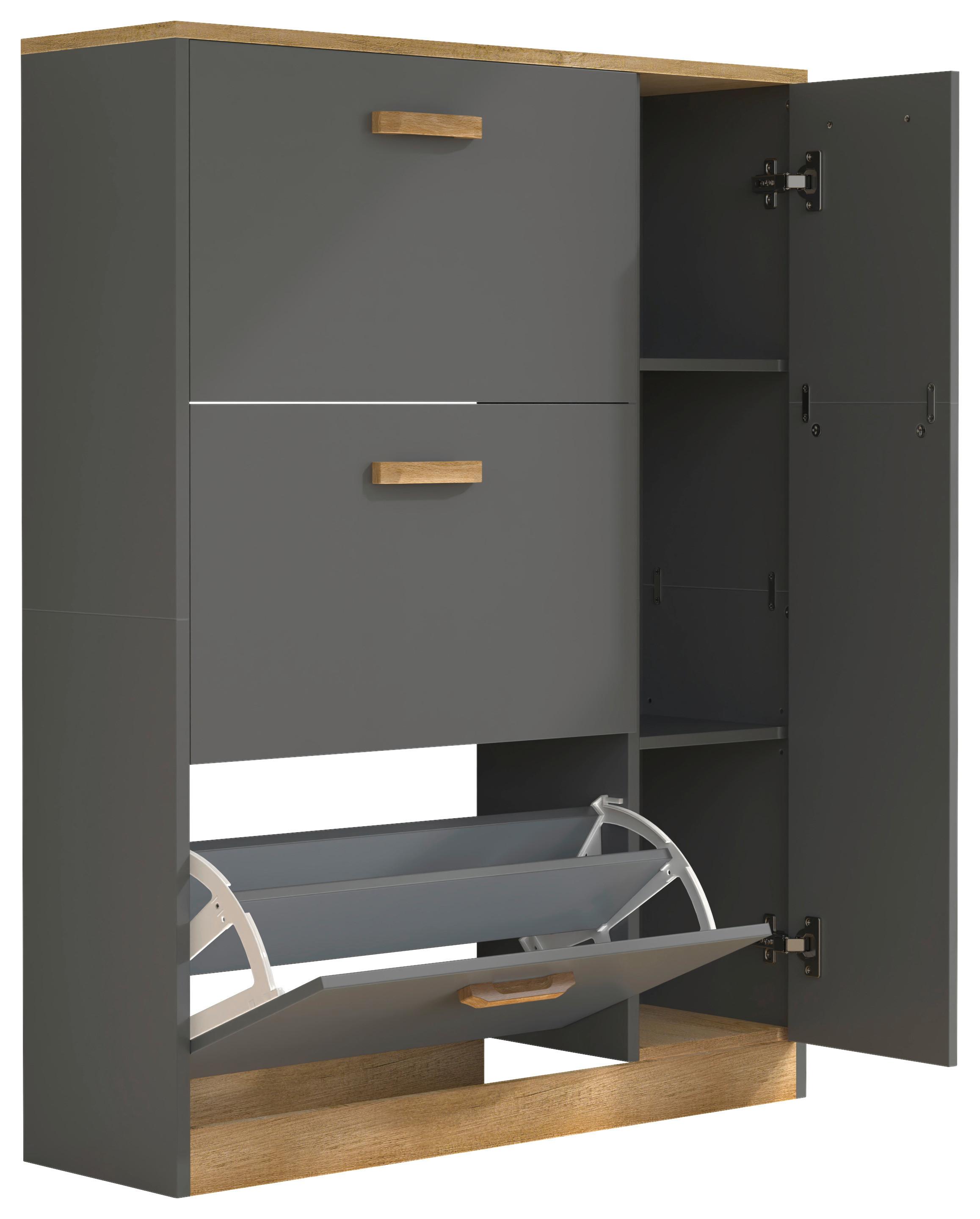 Schuhschrank HALOM L Anthrazit ca. 80x105x24 cm - Honigeiche/Anthrazit, LIFESTYLE, Holzwerkstoff (80/105/24cm) - MID.YOU