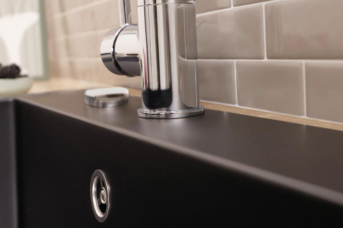 Spüle Oakville Schwarz - Schwarz, Trend, Stein (60/22/53cm) - Respekta