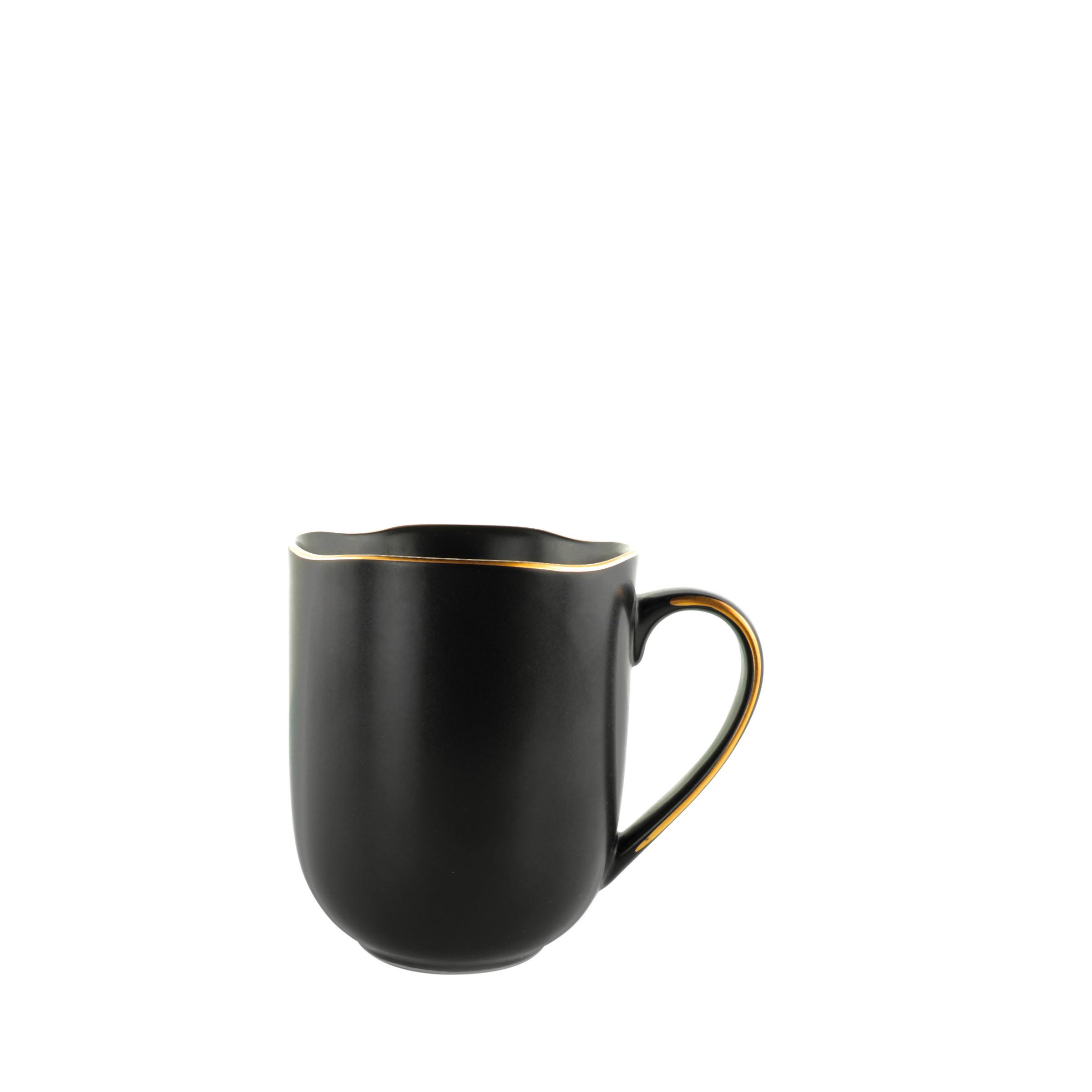 Kaffeebecher Onix aus Porzellan ca. 350ml - Goldfarben/Schwarz, Modern, Keramik (350ml) - Premium Living