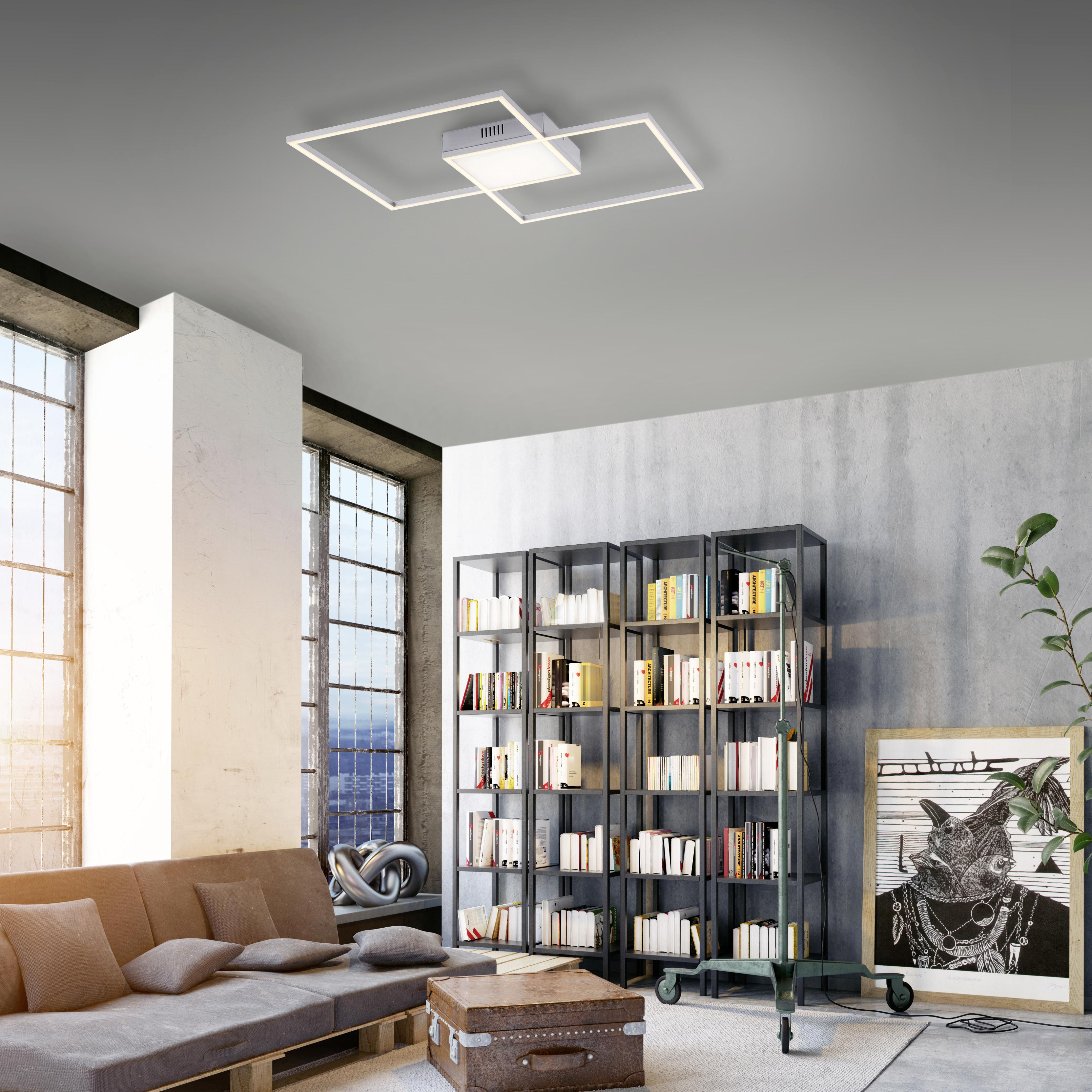LED-Deckenleuchte Asmin max. 42 Watt - Silberfarben, Kunststoff/Metall (60/60/5,3cm)