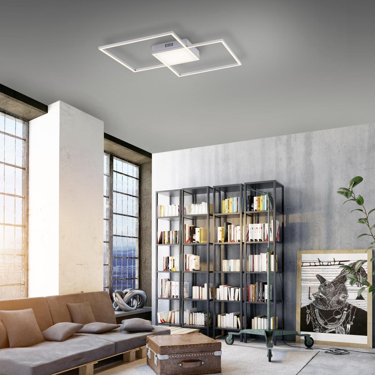 Stropna Led-svetilka Asmin, Srebrna, 2 X 16,5 W - srebrne barve, kovina/umetna masa (60/60/5,3cm)