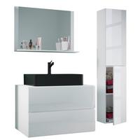 BADEZIMMER LENDAS BL L - Weiss/Schwarz, Modern, Glas/Keramik (114cm) - MID.YOU