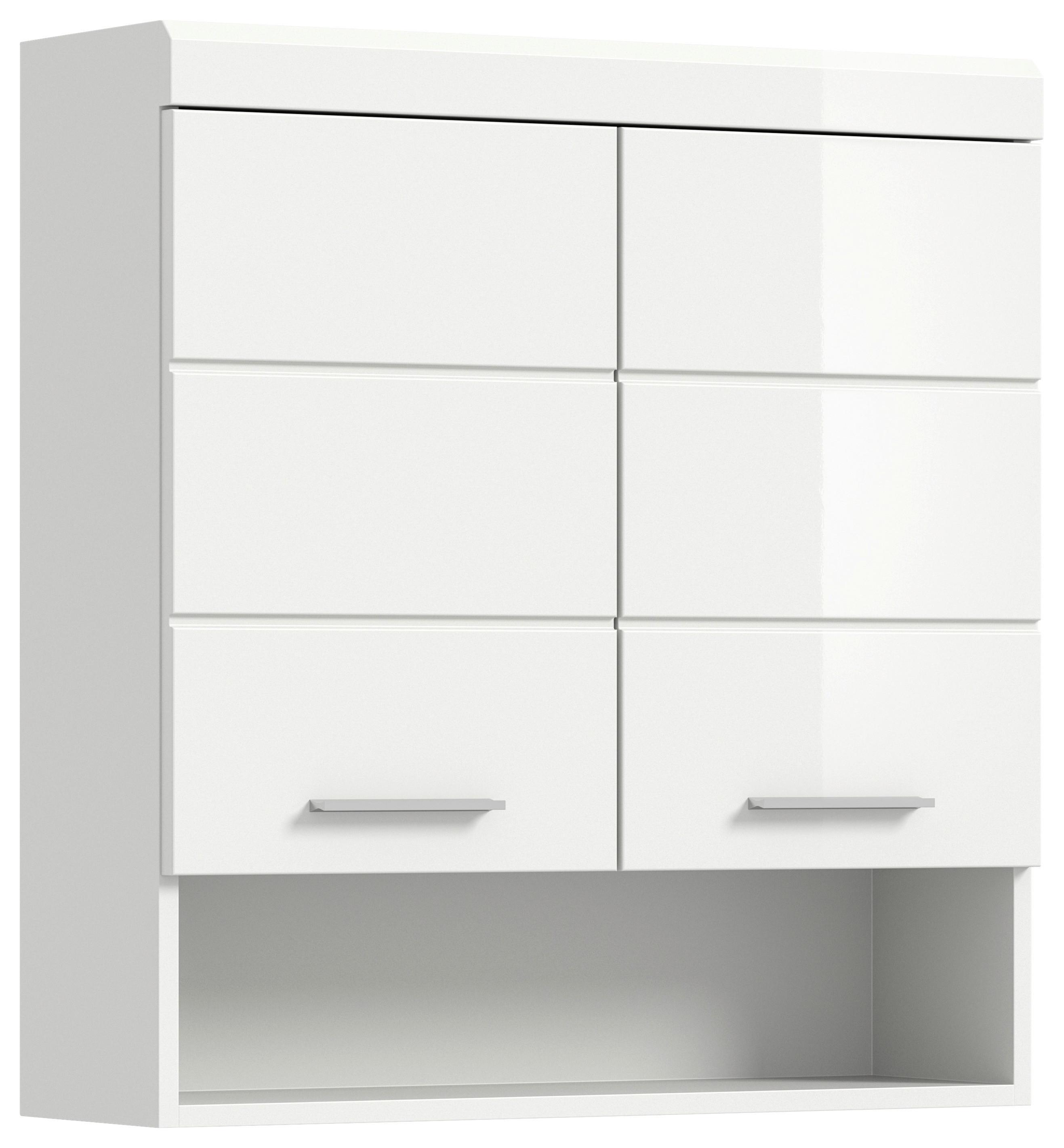Hängschrank SCOUT Weiß Hochglanz ca. 74x79x24 cm - Weiß Hochglanz/Silberfarben, MODERN, Holzwerkstoff/Kunststoff (74/79/24cm) - MID.YOU