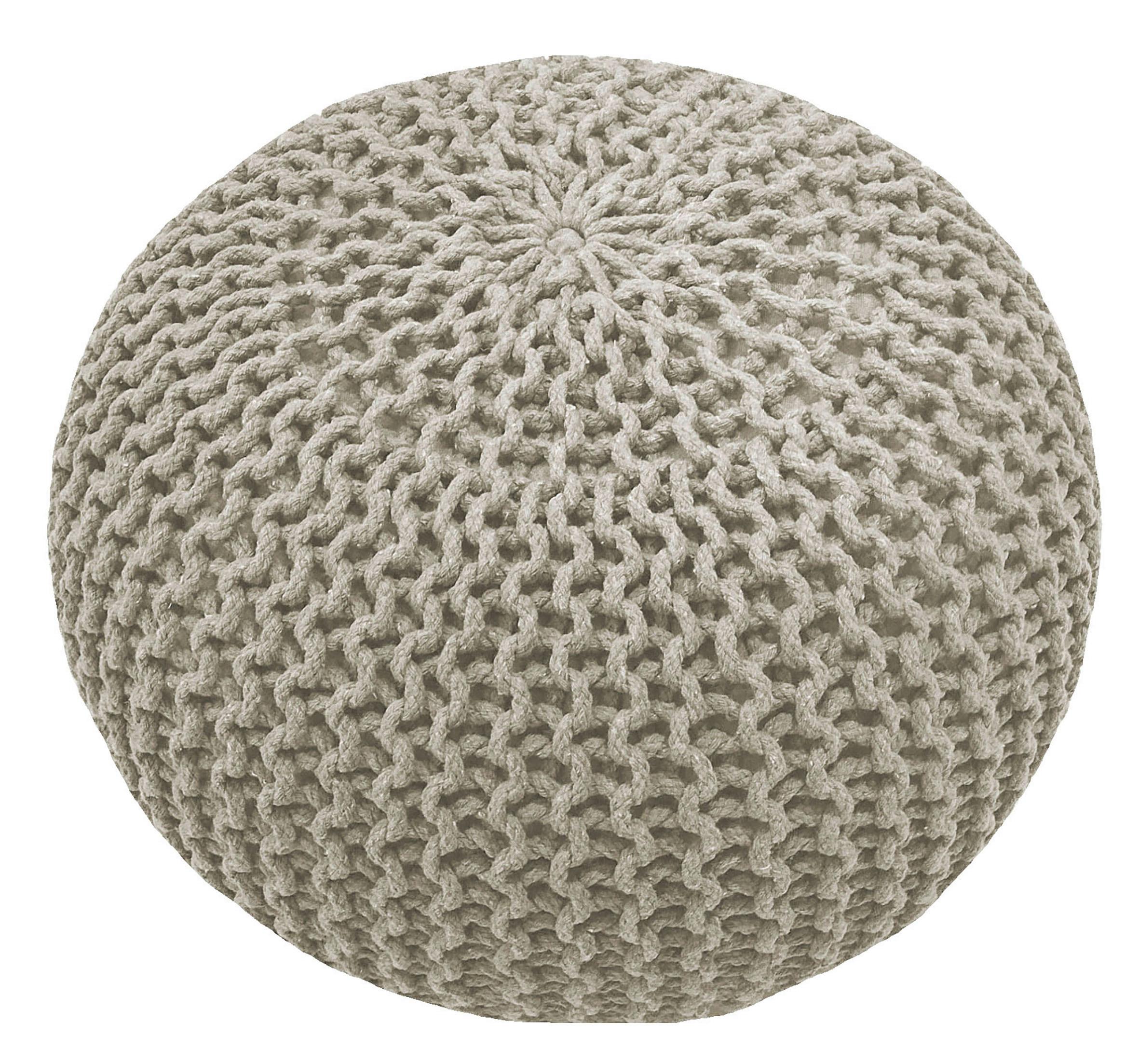 PUF BERGEN - kremowy/szary, Trend, tkanina (55/55/35cm) - Linea Natura