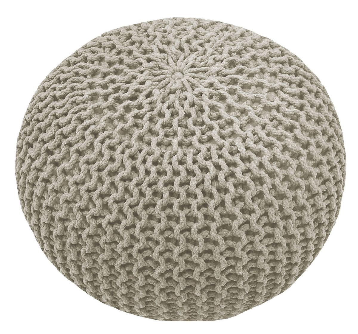 PUF BERGEN - kremowy/szary, Trend, tkanina (55/55/35cm) - Linea Natura