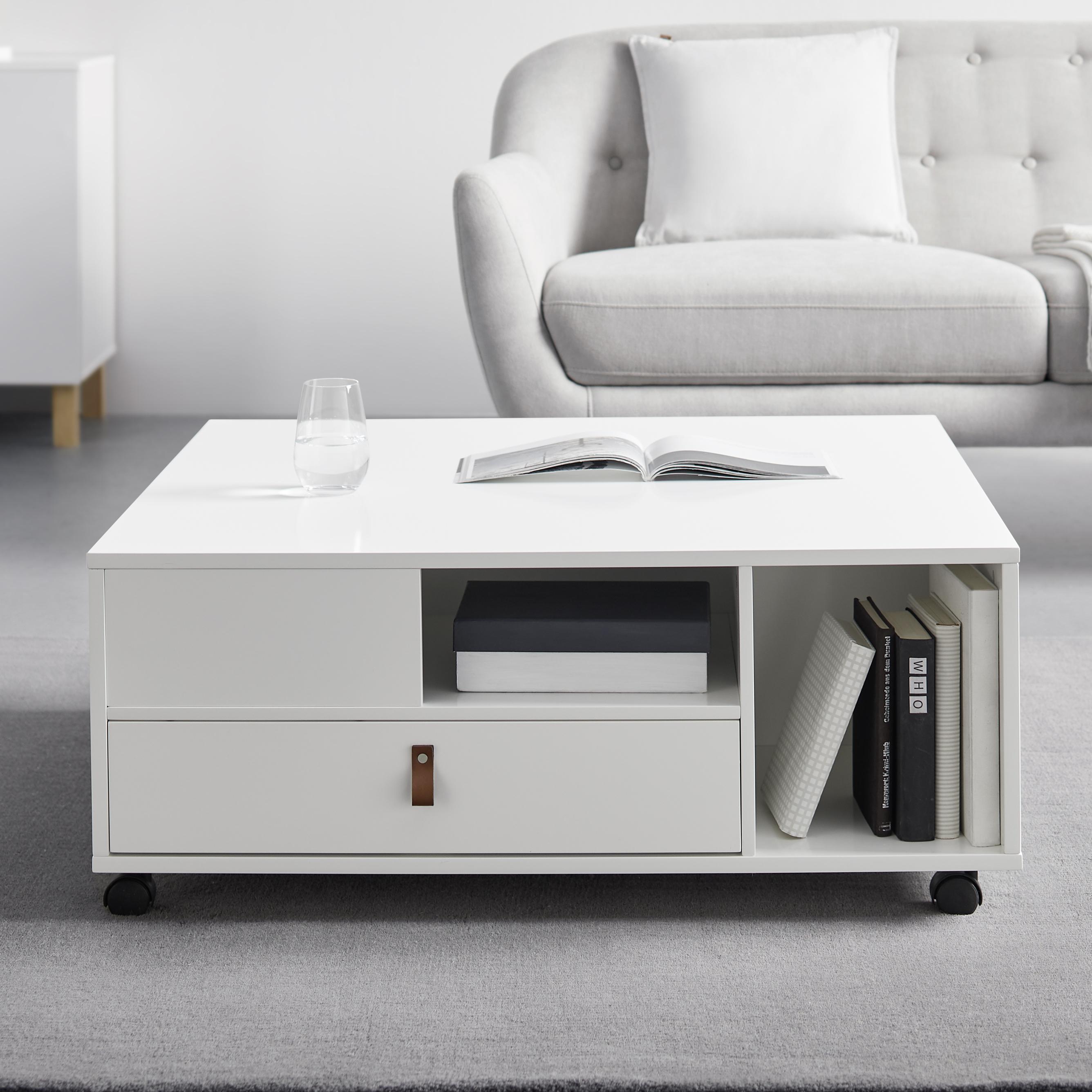 Couchtisch Mick Weiß MDF - Braun/Weiß, MODERN, Holzwerkstoff/Kunststoff (74/88/35cm) - Bessagi Home