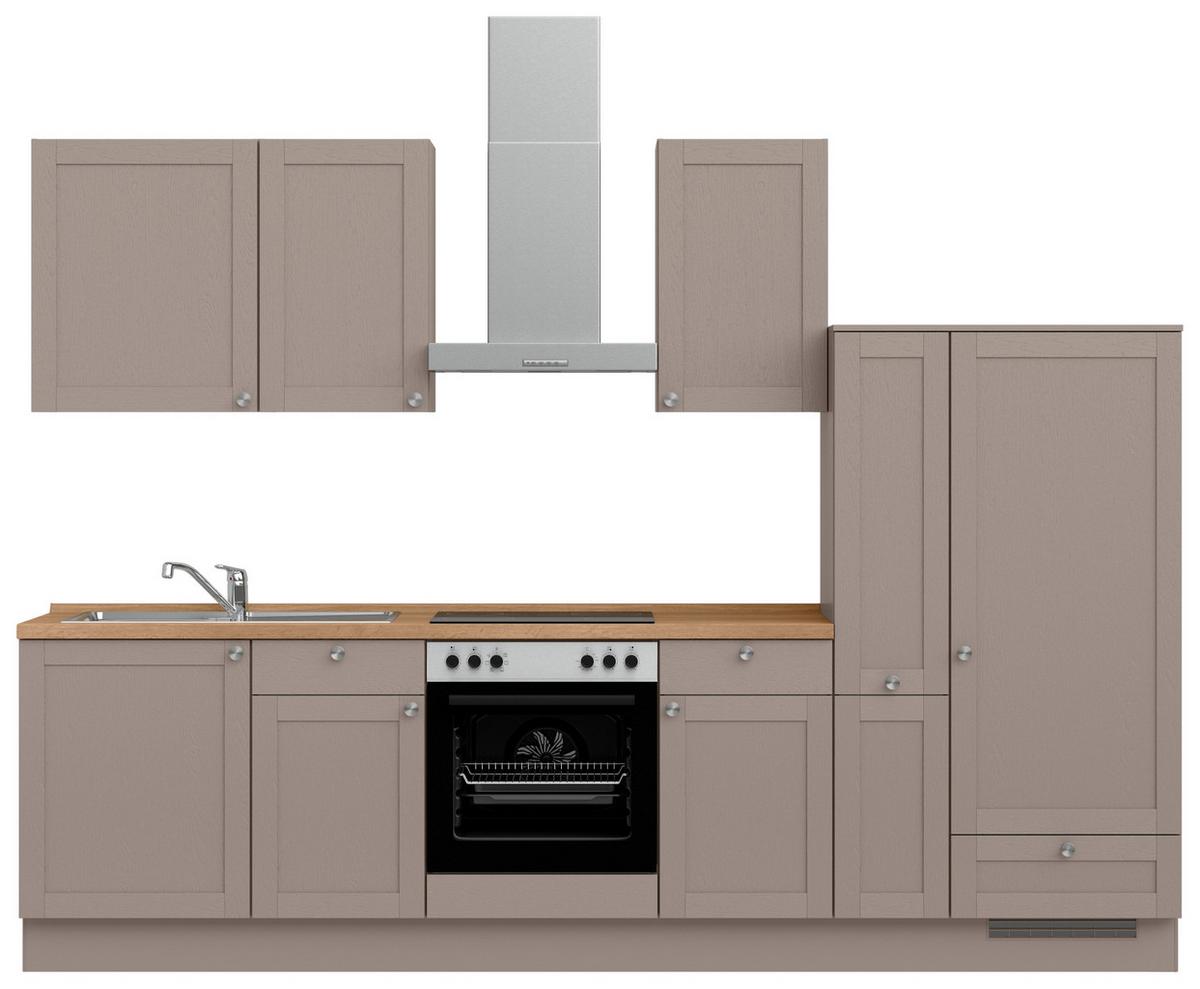 Küchenleerblock Frame Low o. Geräte Beigebraun - Edelstahlfarben/Eichefarben, MODERN, Holzwerkstoff/Metall (300cm) - Nobilia