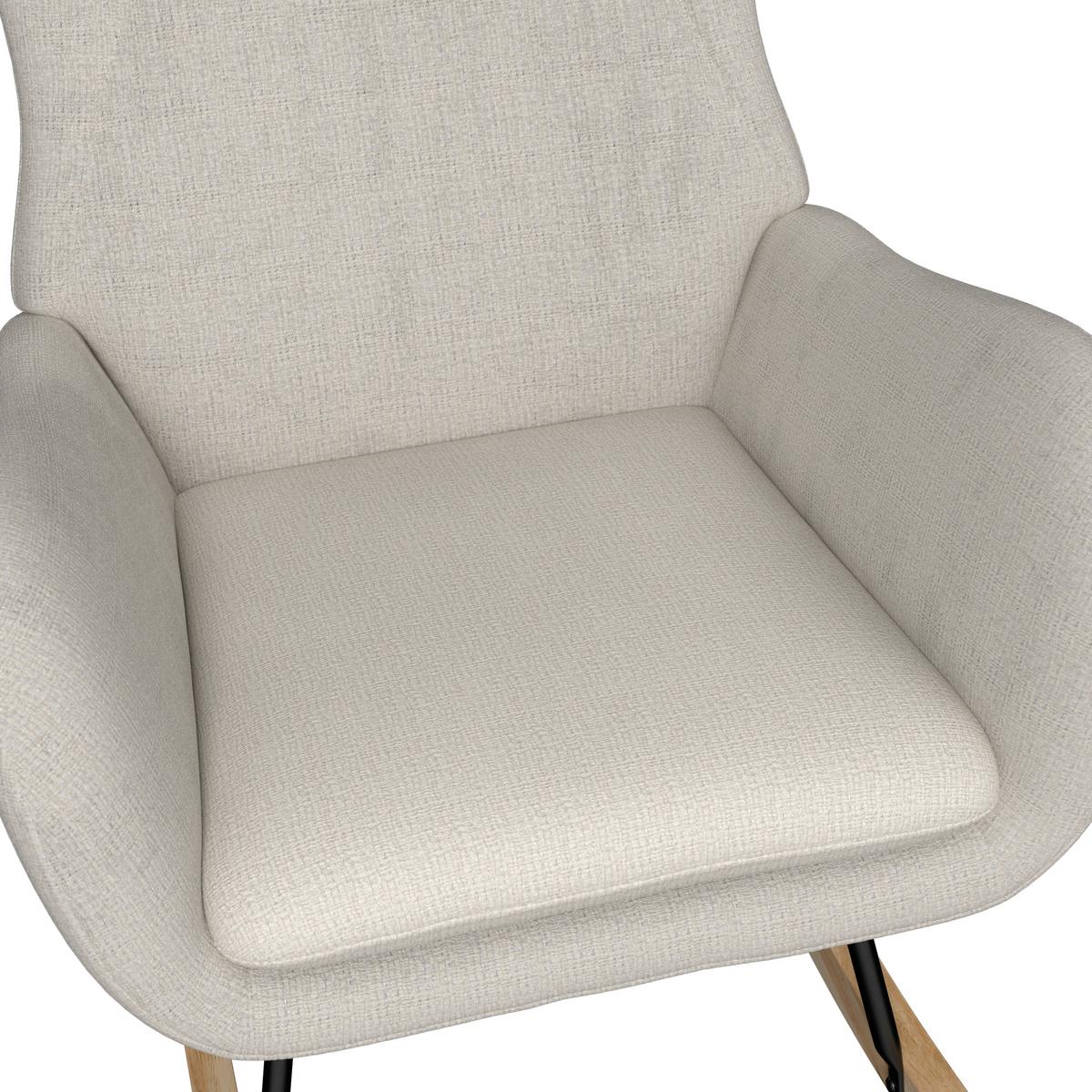 Schaukelsessel Emilio Chenille Hellgrau - Hellgrau/Naturfarben, MODERN, Holz/Textil (67/93/85cm)