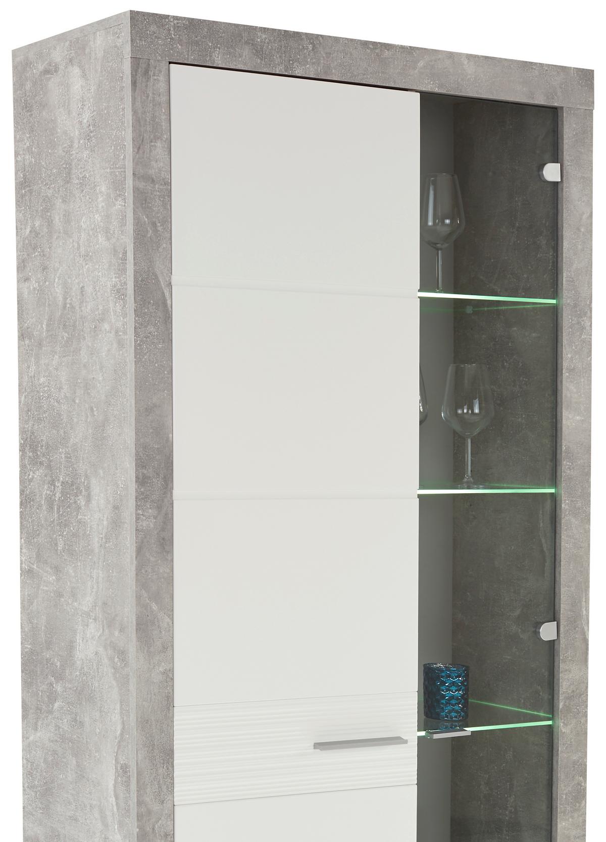 Vitrină Malta - alb/gri, Modern, material pe bază de lemn (96/197/35cm) - Modern Living
