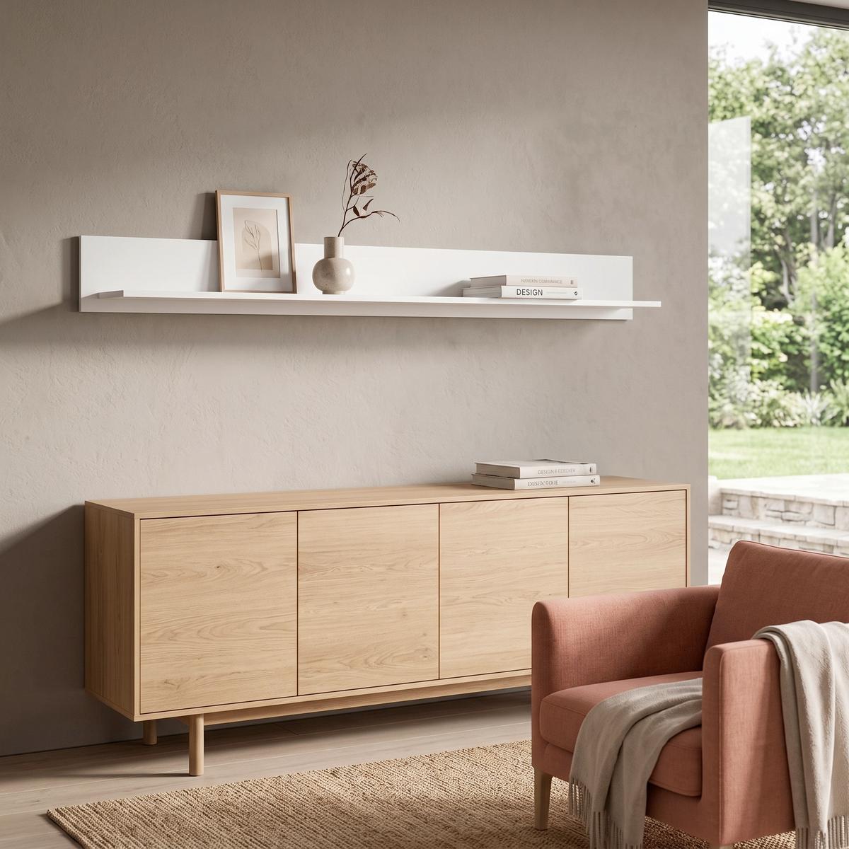 Zidna Polica Rion - bela, Moderno, pločasti materijal (180/18/20cm) - Modern Living