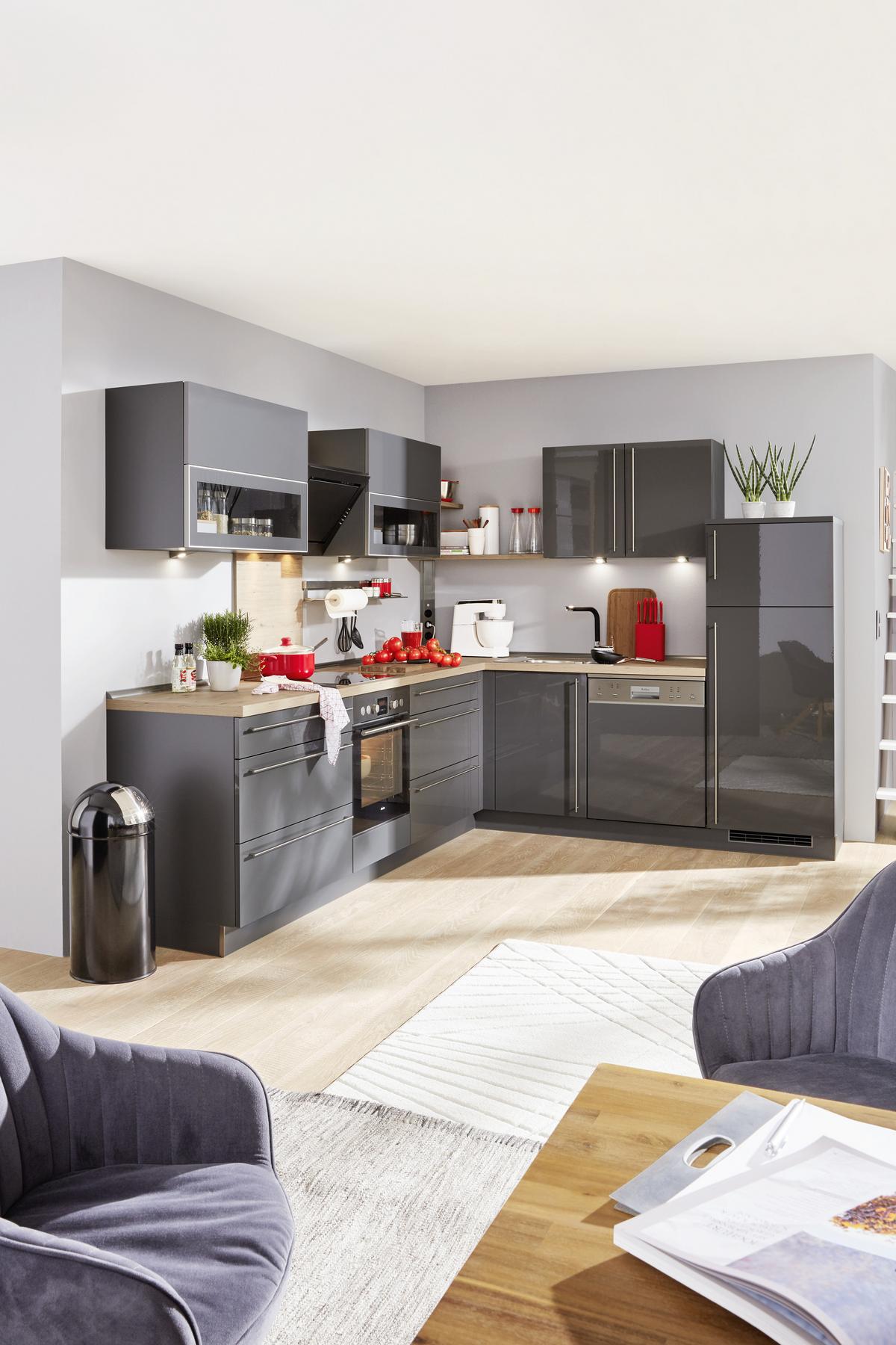 Eckküche Nolte Lux Grau - Grau, KONVENTIONELL (235/305cm) - Nolte Küchen