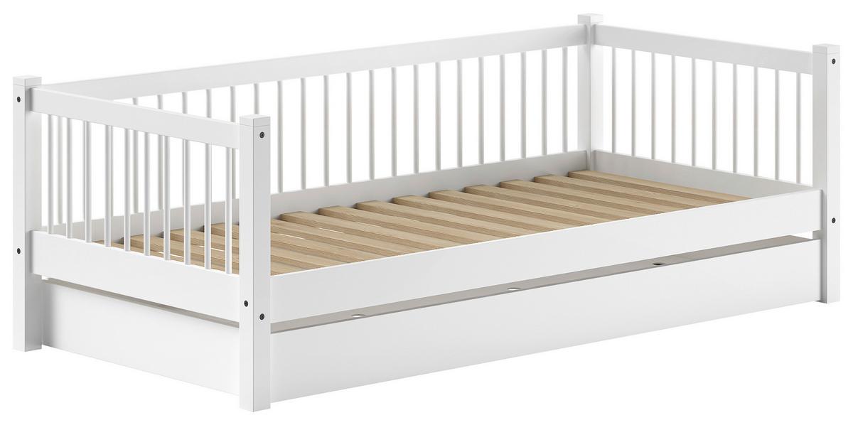 Bett FORREST Weiß ca. 90x200 cm Echtholz Buche - Naturfarben/Weiß, MODERN, Holz (90/200cm) - Vipack