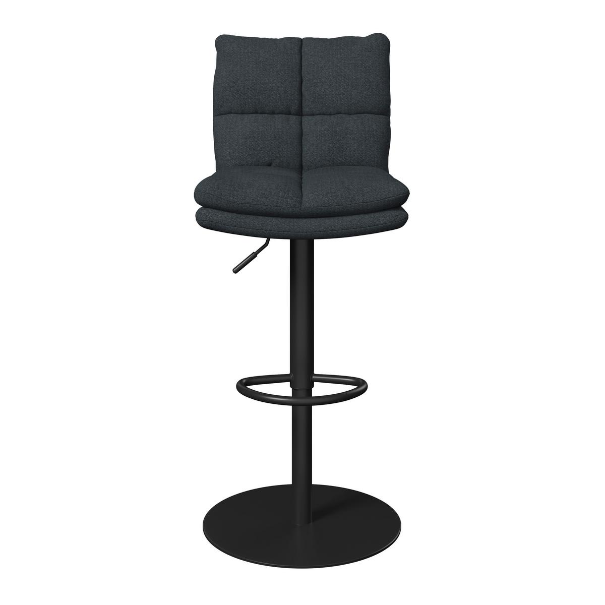Barhocker Caja Schwarz Struktur Gepolstert - Schwarz, MODERN, Holz/Textil (47/87-107/49cm) - Bessagi Home
