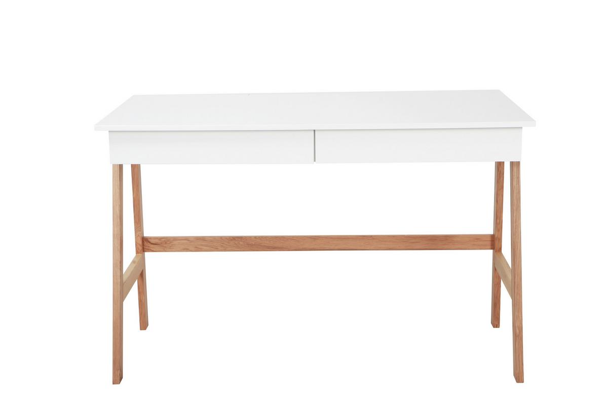 Schreibtisch Weiß/Naturfarben - Naturfarben/Weiß, Design, Holz/Holzwerkstoff (120/60/77cm) - Livetastic