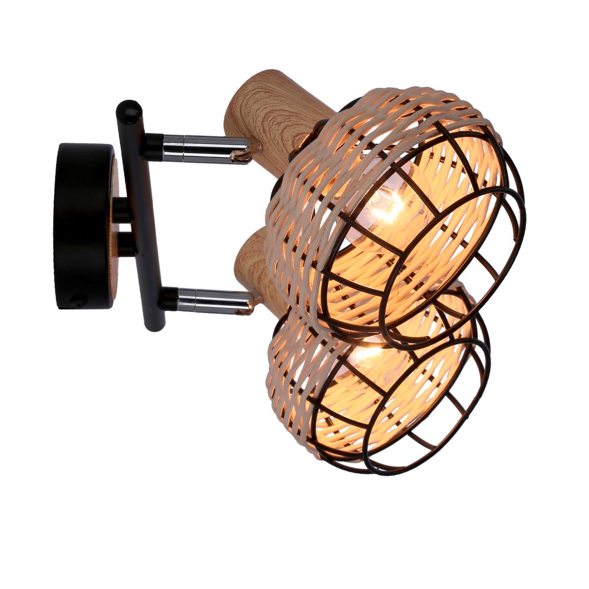 Reflektor Tajga - crna, Natur, drvo/metal (44/12/18cm)