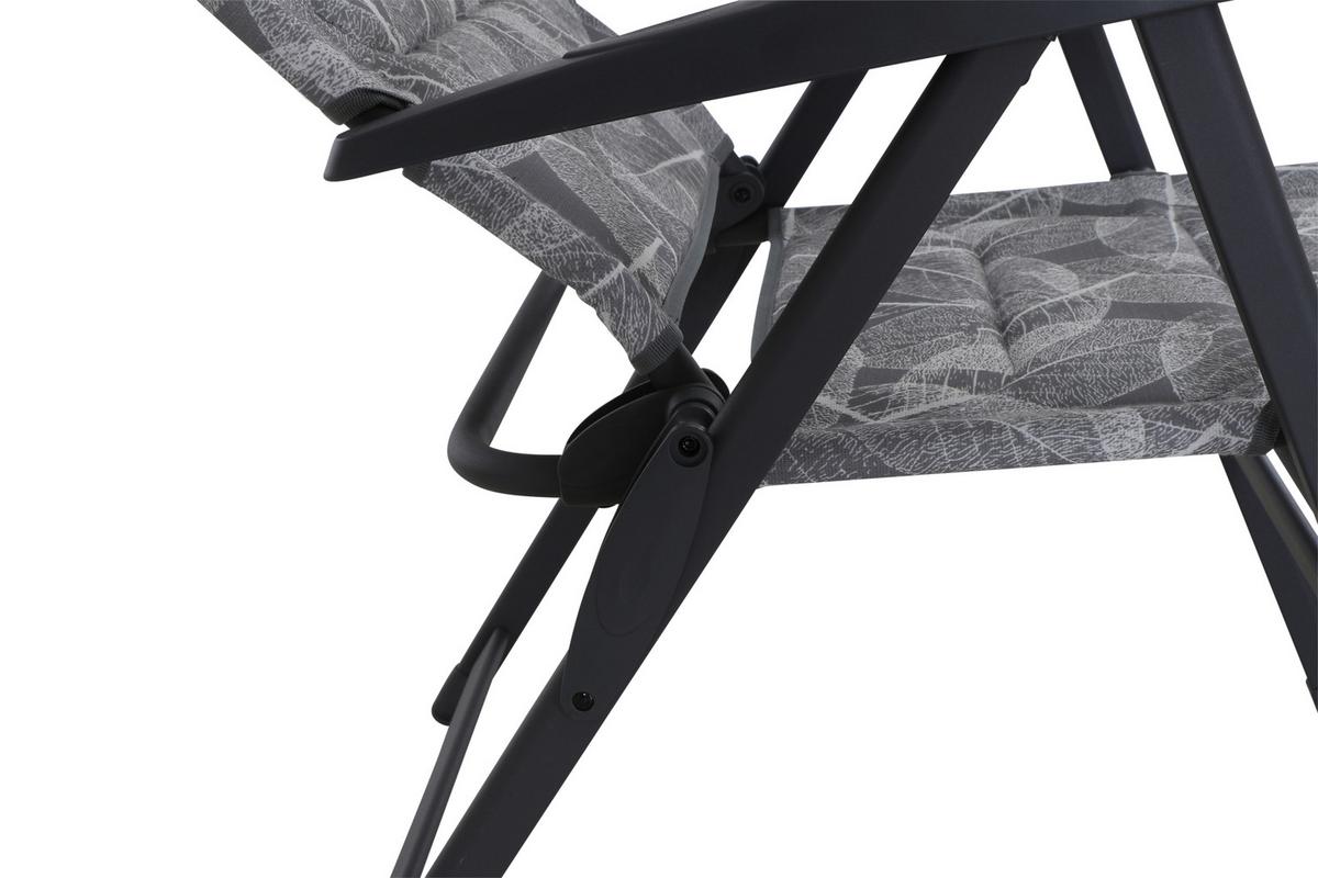 Campingsessel klappbar mit Armlehnen + Kopfpolster - Anthrazit/Grau, KONVENTIONELL, Textil/Metall (61/121/68cm) - Siena Garden