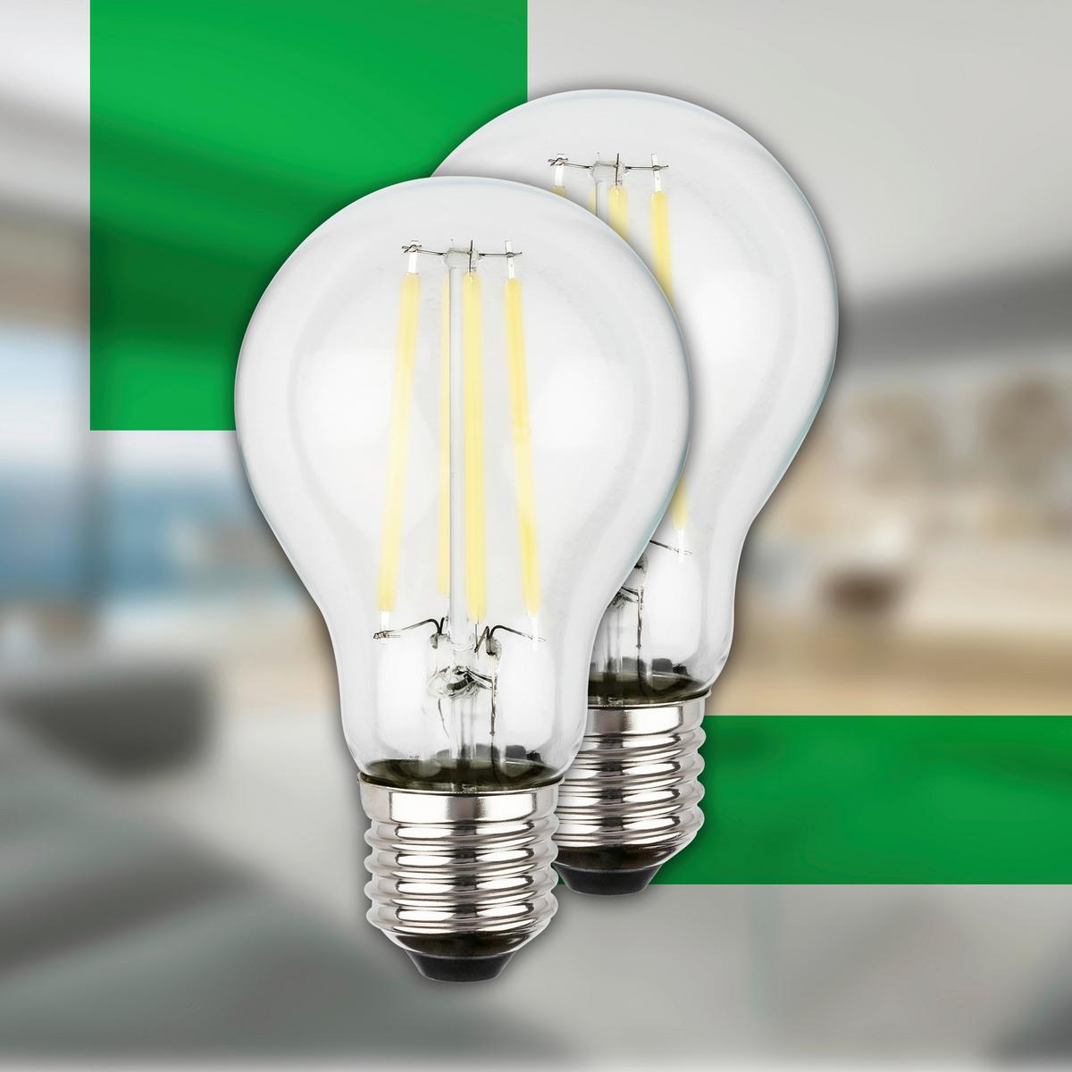 ŻARÓWKA LED 0551005 BULB A60 2ER SET - kolor srebrny, Basics, szkło (6/10.6cm)