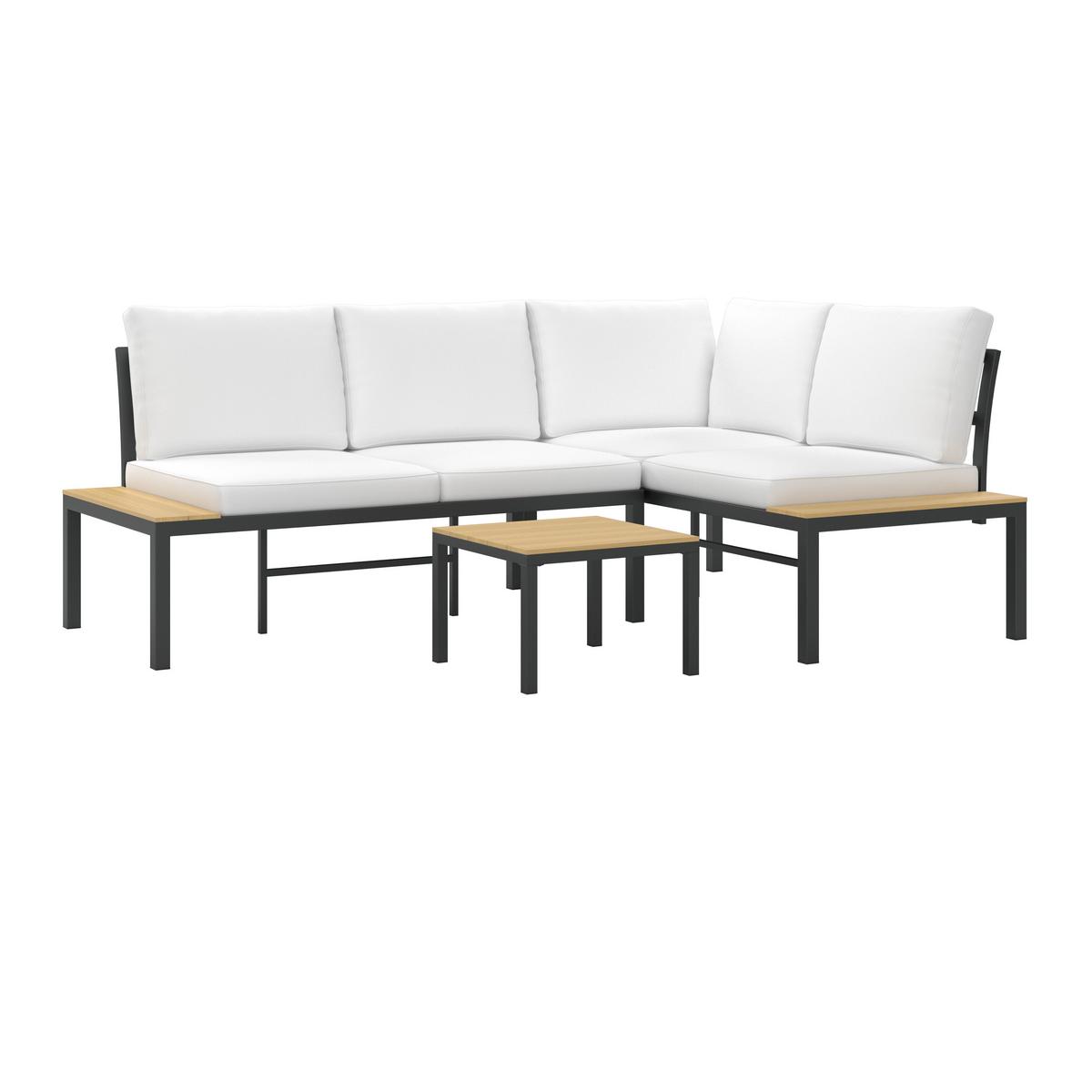 ENSEMBLE LOUNGE ARIANNA - Creme/Schwarz, Modern, Kunststoff/Textil (146/76/75cm) - Bessagi Garden
