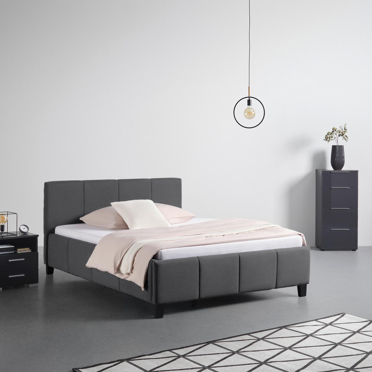 Polsterbett Crazy Dunkelgrau ca. 140x200cm - Dunkelgrau/Schwarz, MODERN, Holz/Kunststoff (140/200cm) - Based