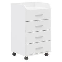 Rollcontainer in Weiss - Silberfarben/Weiß, KONVENTIONELL, Holzwerkstoff/Kunststoff (40/76,5/33cm) - MID.YOU