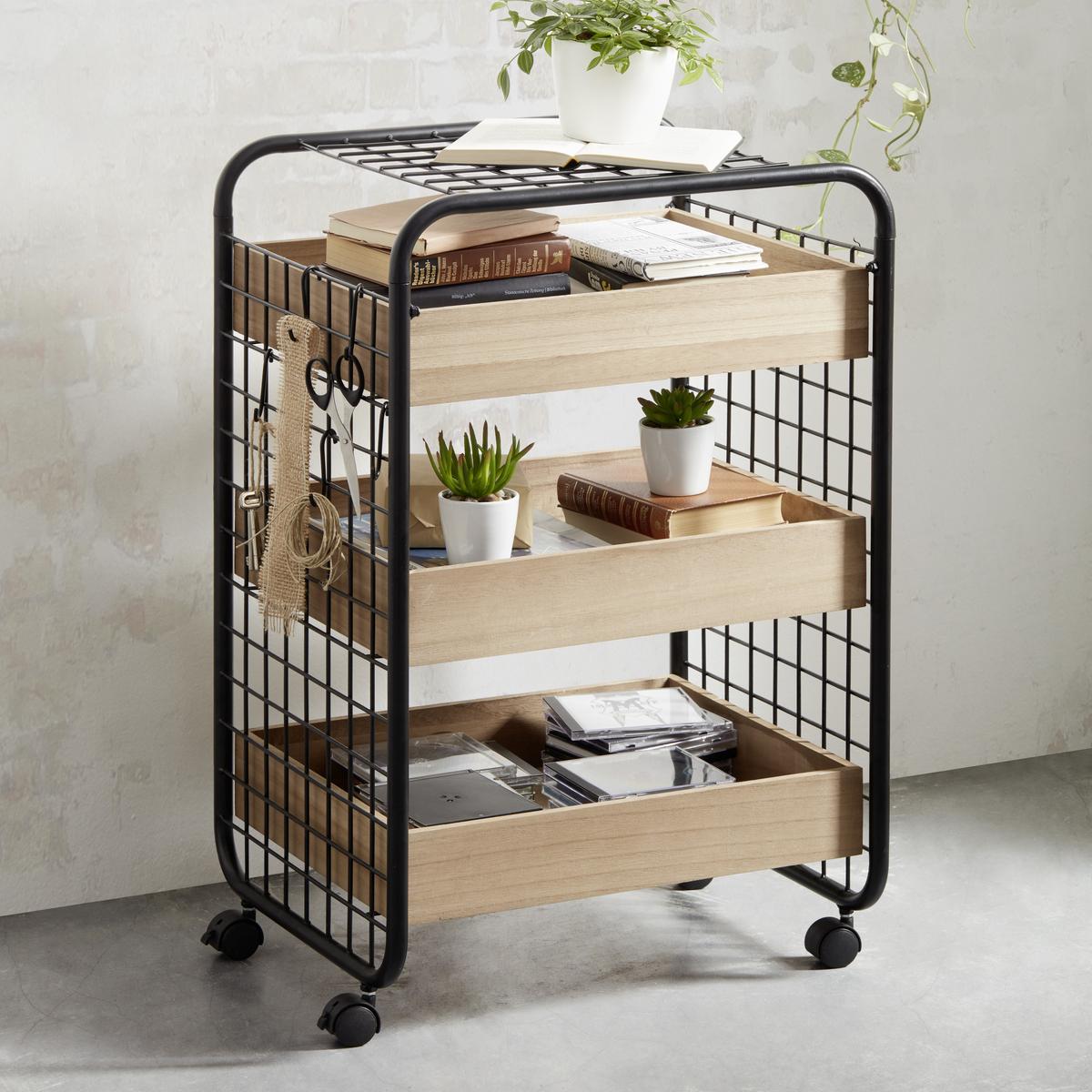 Rollcontainer Braun/Schwarz - Schwarz/Braun, Modern, Holz/Kunststoff (52/82/42cm) - Mömax