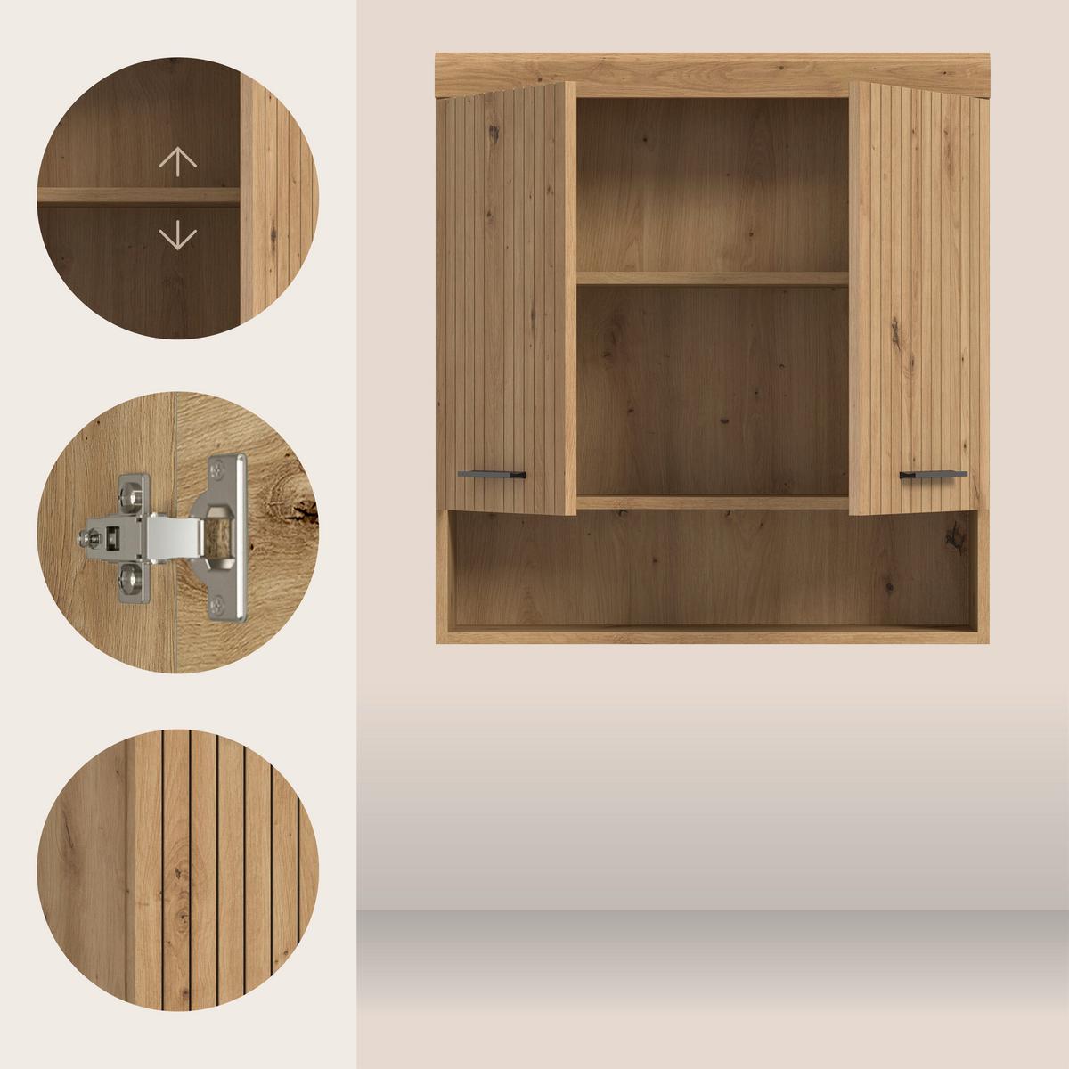 Hängeschrank Scout Eiche Artisan - Schwarz/Eiche Artisan, Trend, Holzwerkstoff/Kunststoff (74/79/24cm) - MID.YOU