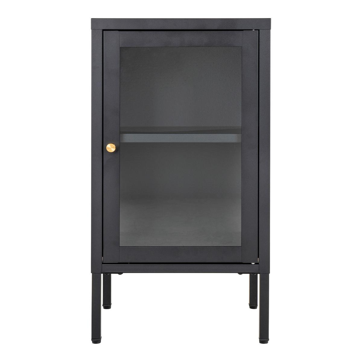 Kommode Dalby Schwarz - Transparent/Messingfarben, Design, Glas/Metall (38/70/35cm) - MID.YOU