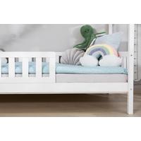 Postelja Lou, 120x200cm, 1x Letveno Dno, 1x Vzmetnica - bela/naravne barve, Moderno, tekstil/les (120/200cm) - MID.YOU