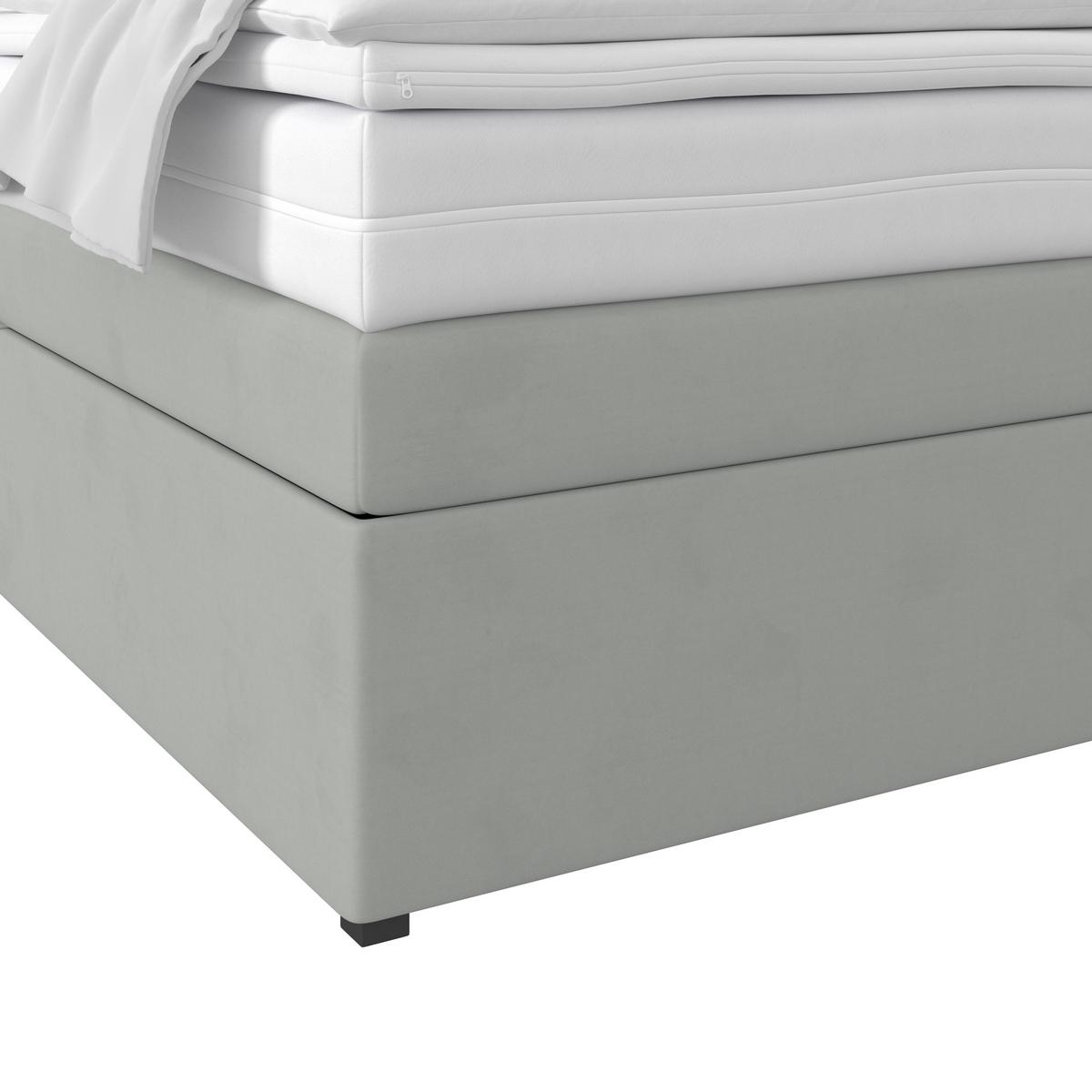 Boxspring Krevet Rossa - srebrne boje/crna, Moderno, drvni materijal/tekstil (160/200cm) - Modern Living