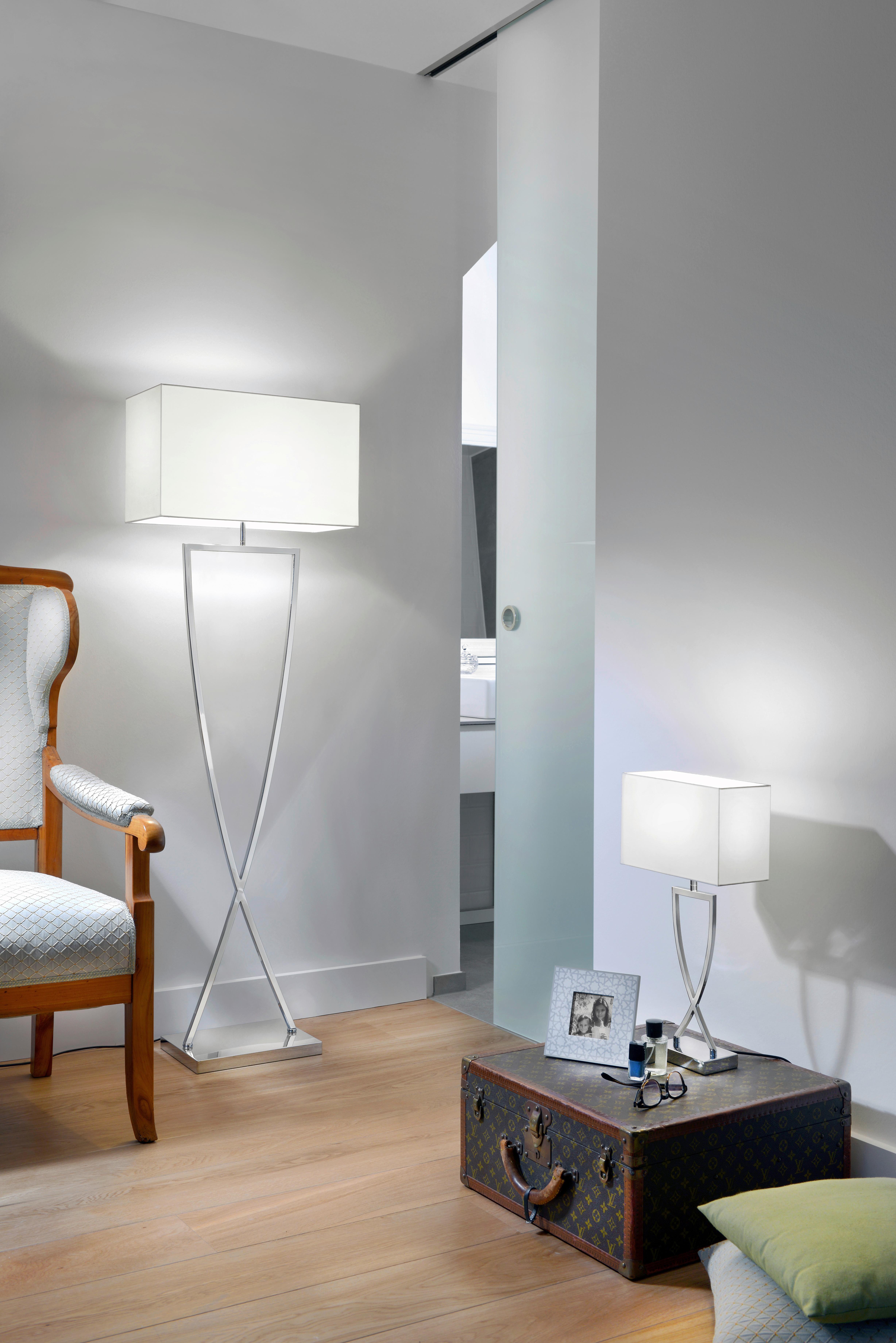 LAMPA STOŁOWA 96310 TOULOUSE VILLEROY & BOCH - biały/kolor chromowy, Design, metal/tkanina (27/52/12cm) - Villeroy & Boch