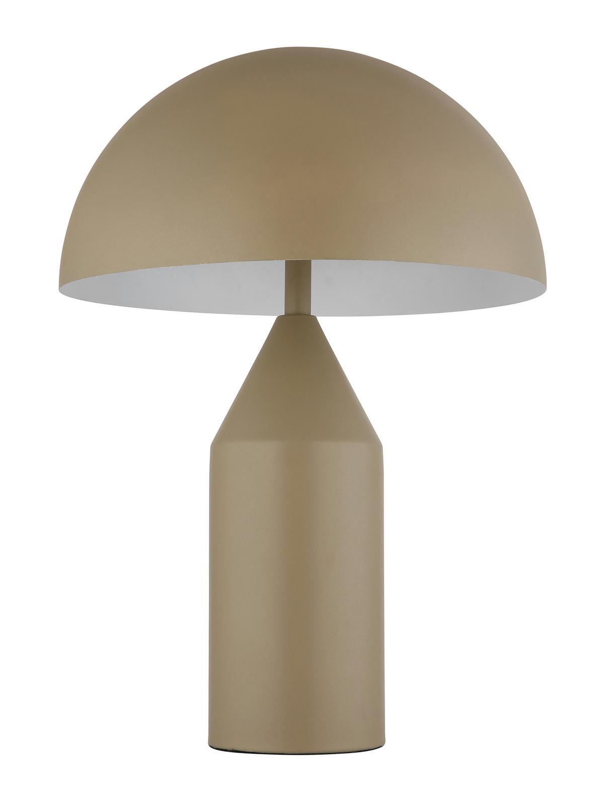 Tischleuchte Atoma Weiß/Sandfarben max. 40 Watt - Sandfarben/Weiss, Design, Metall (28/39cm) - Globo