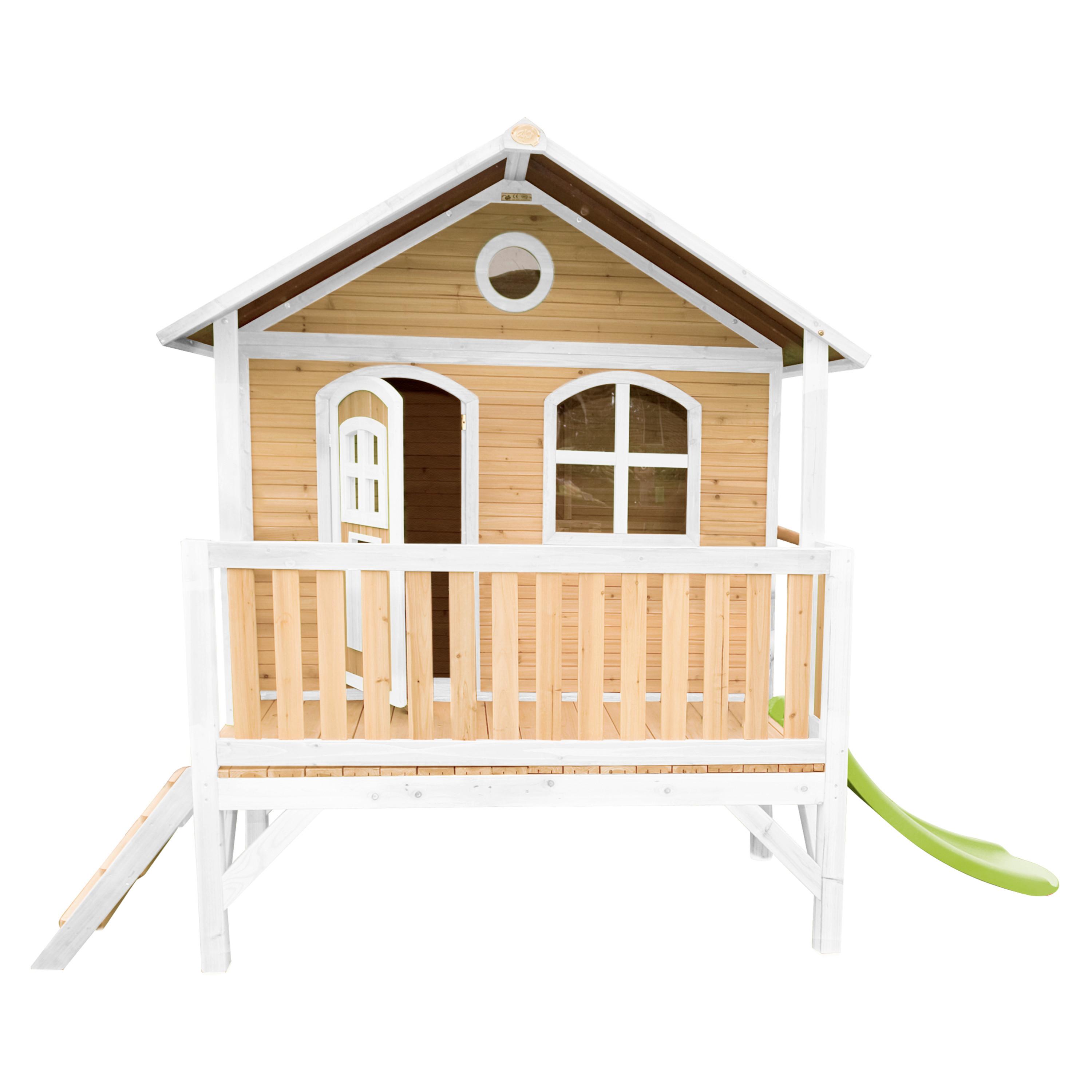 Spielhaus Stef aus Zedernholz - Braun/Weiß, Basics, Holz (349/233/212cm) - Ambia Garden