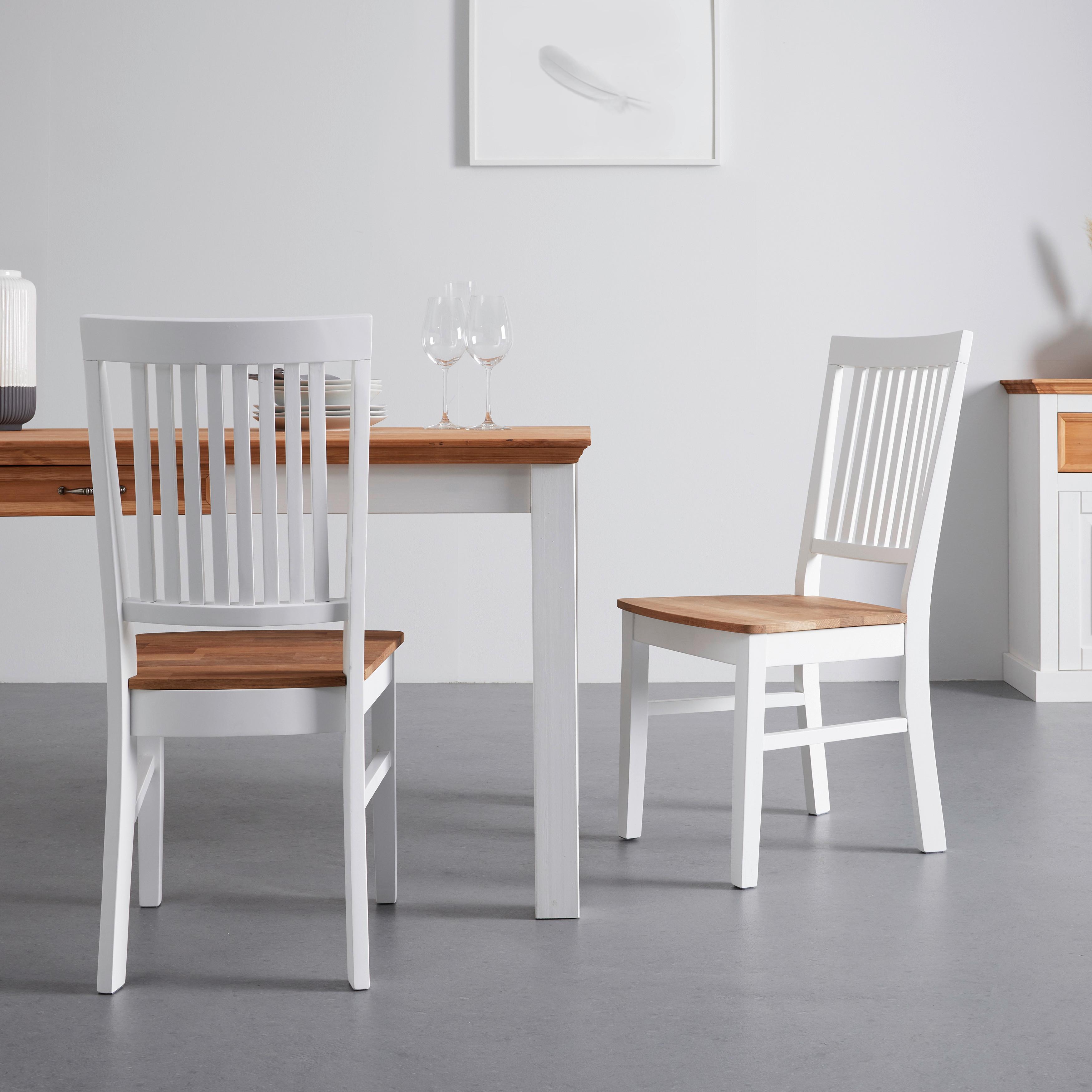 Stuhl-Set Antalia Weiß Buche/Eiche massiv - Naturfarben/Weiß, MODERN, Holz (44/98/59cm) - Bessagi Home