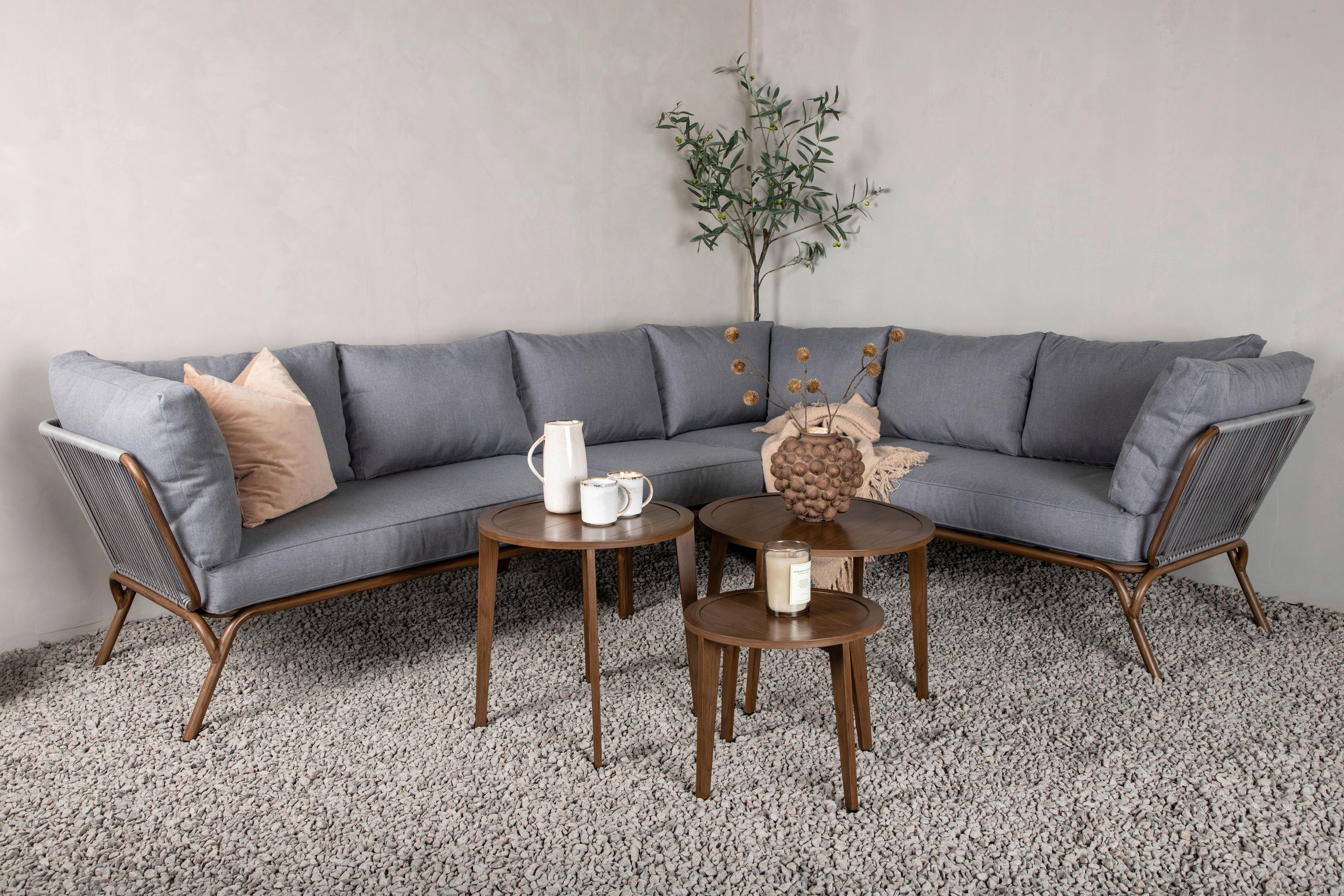 Dining-Loungeset Roxo ca. 283x221 cm Grau - Braun/Grau, KONVENTIONELL, Textil/Metall - Gardenson