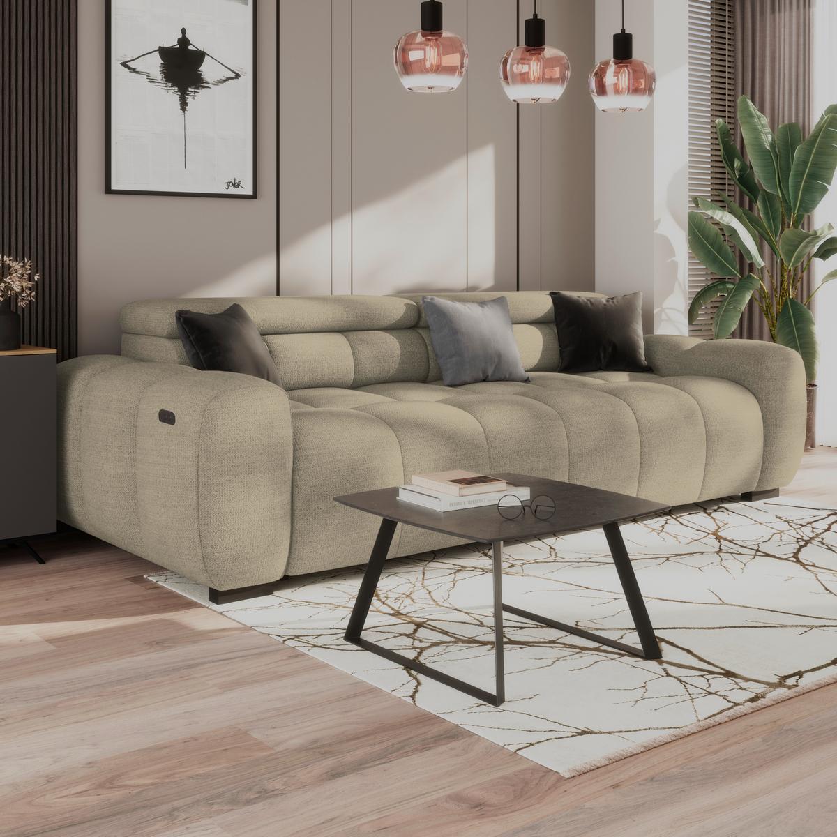 Velika Sofa Bull - bež/crna, Trend, tekstil/plastika (248/77-97/108cm) - Luca Bessoni