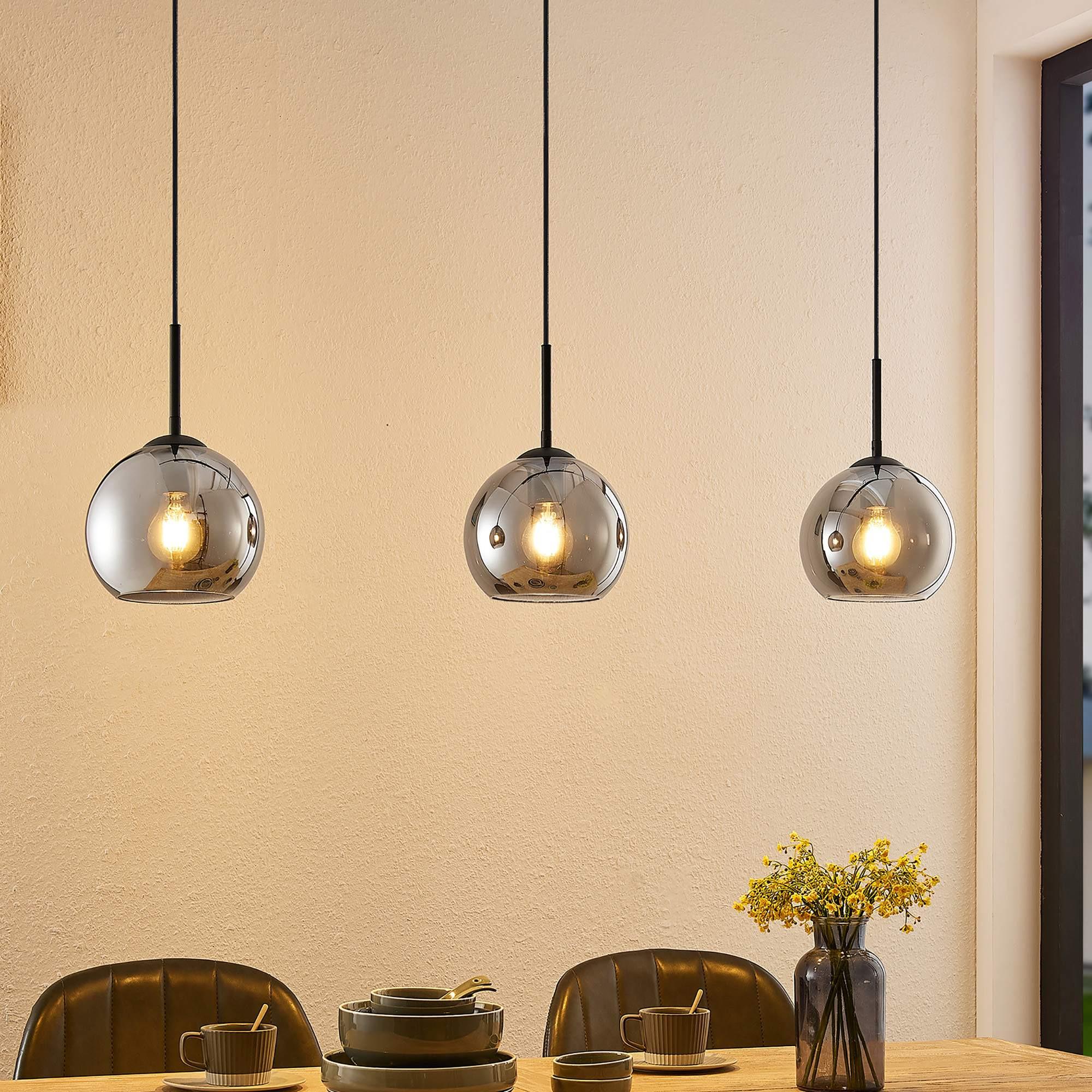 LAMPA WISZĄCA LEONIE *SBN* - czarny, Basics, metal/szkło (110/20/150cm) - Novel