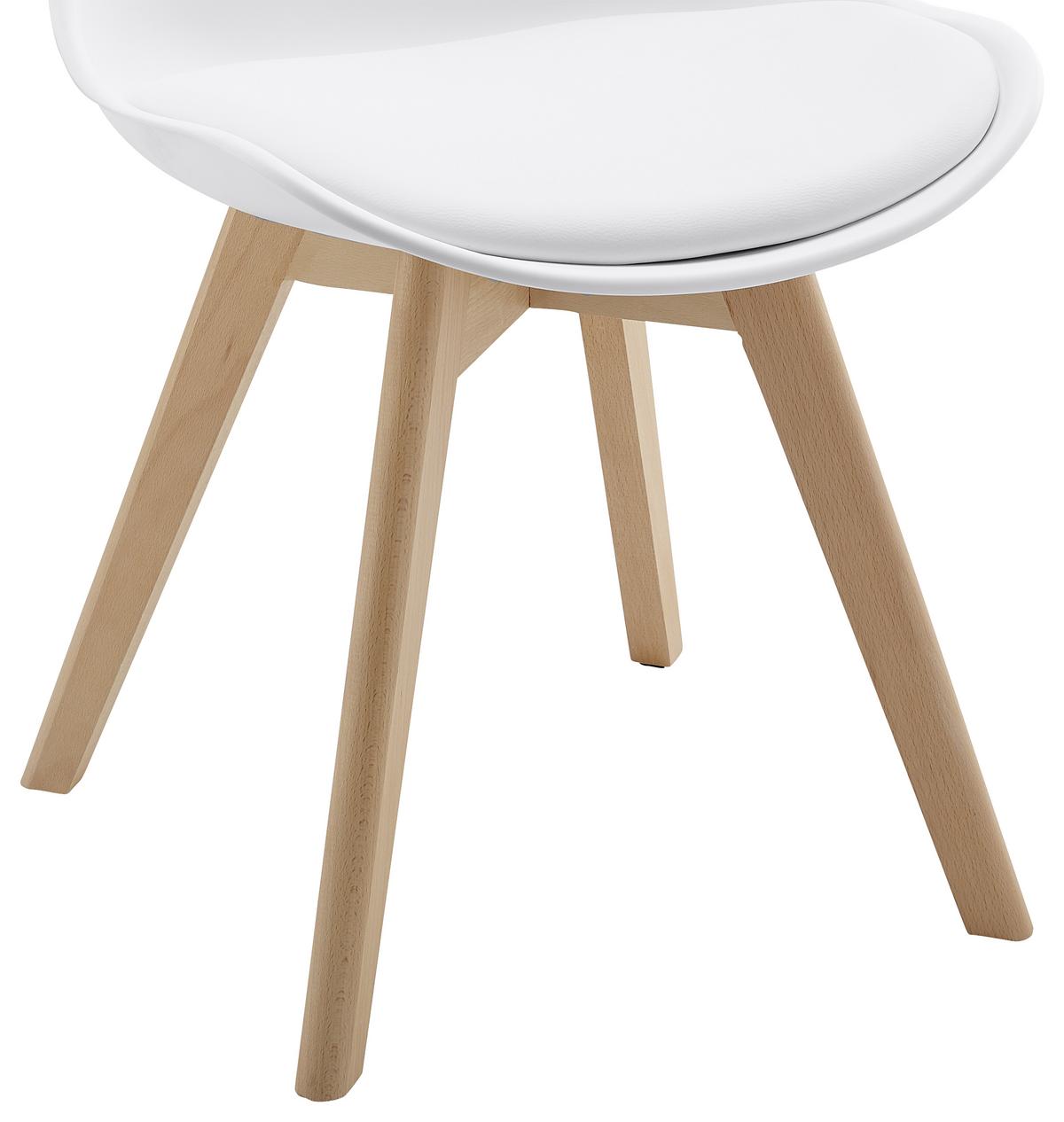 Stol Judy, Bela - bela/barve bukve, Moderno, umetna masa/tekstil (49/81/58cm) - Bessagi Home