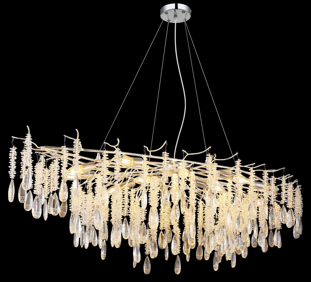 Viseća Svjetiljka Kinga - srebrne boje/prozirno, Konvencionalno, staklo/metal (150/60/120cm) - Globo