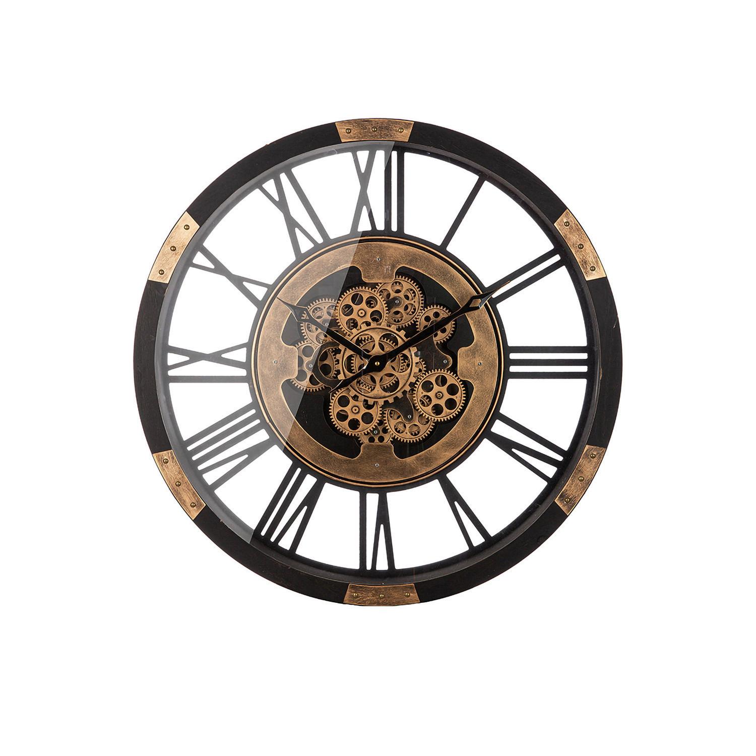 Wanduhr Setoria Schwarz/Goldfarben - Goldfarben/Schwarz, LIFESTYLE, Holzwerkstoff/Metall (68/8cm)