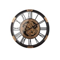 Wanduhr Setoria Schwarz/Goldfarben - Goldfarben/Schwarz, LIFESTYLE, Holzwerkstoff/Metall (68/8cm)