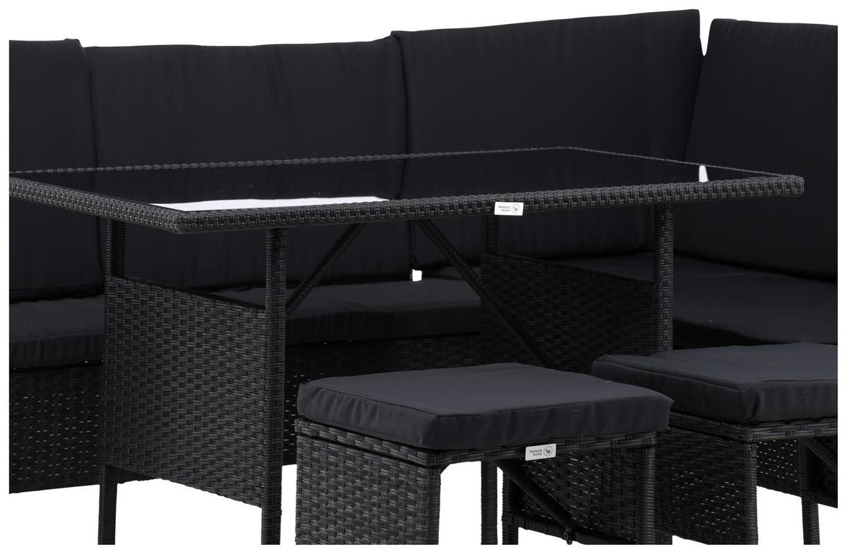 Dining-Loungeset Knock Schwarz - Schwarz, KONVENTIONELL, Kunststoff - Gardenson