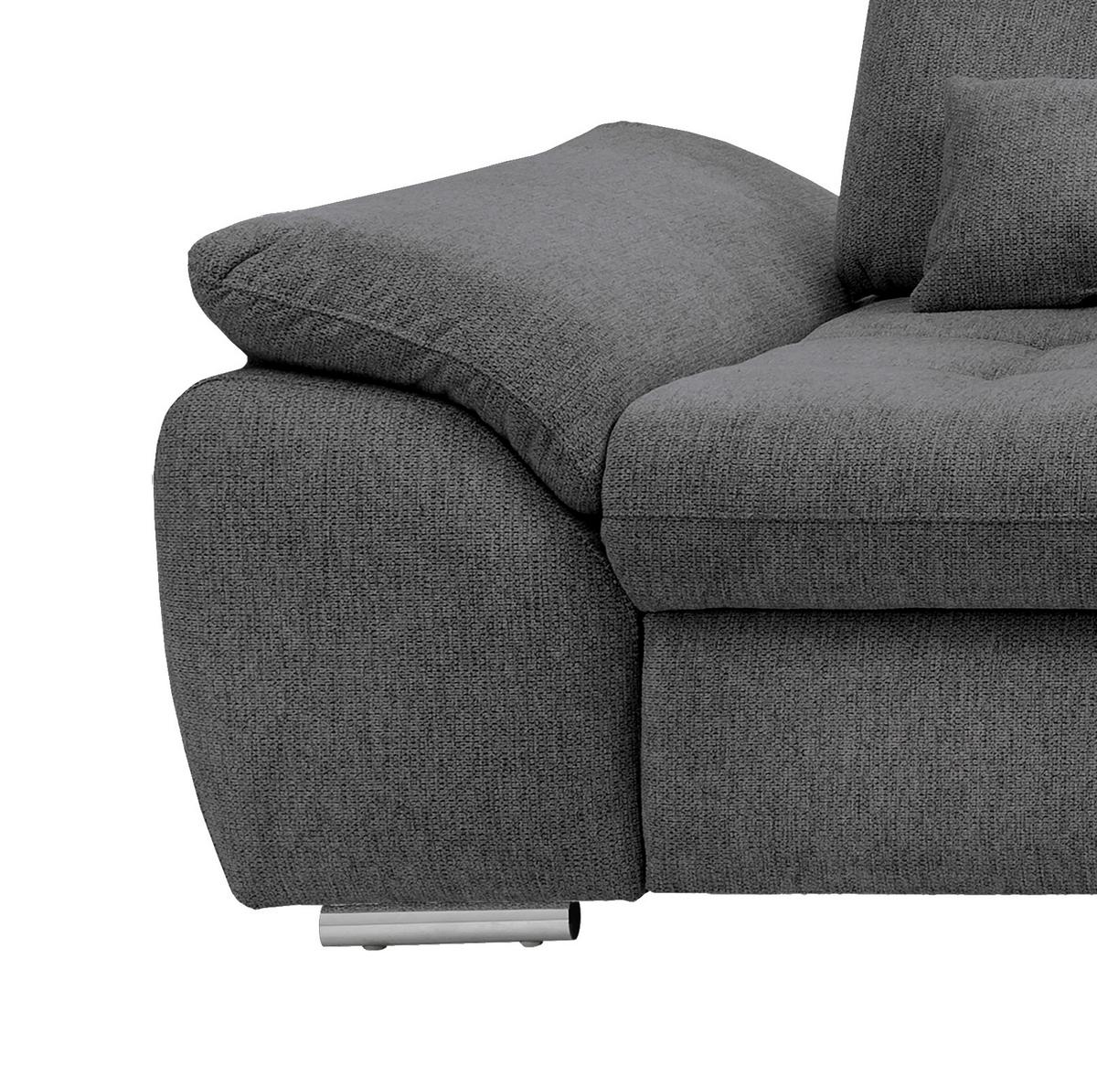 Ecksofa Rigatti mit Bettkasten ca. 314x184 cm Anthrazit - Chromfarben/Anthrazit, MODERN, Textil/Metall (314/184cm) - Livetastic