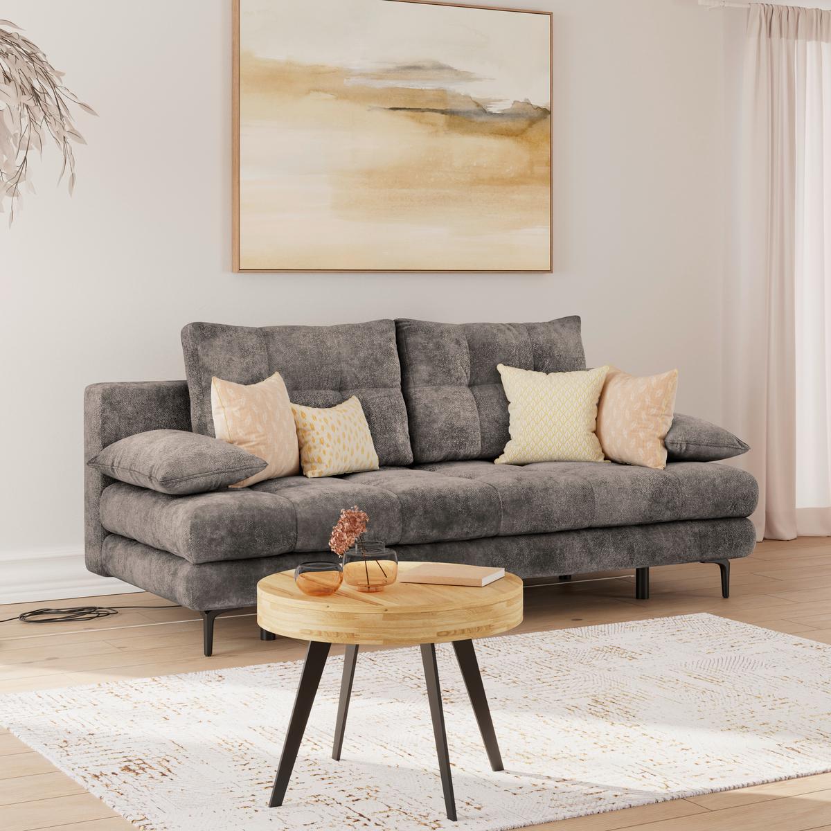 Canapea extensibila PERLA - grafit, Konventionell, textil (203/94/96cm)