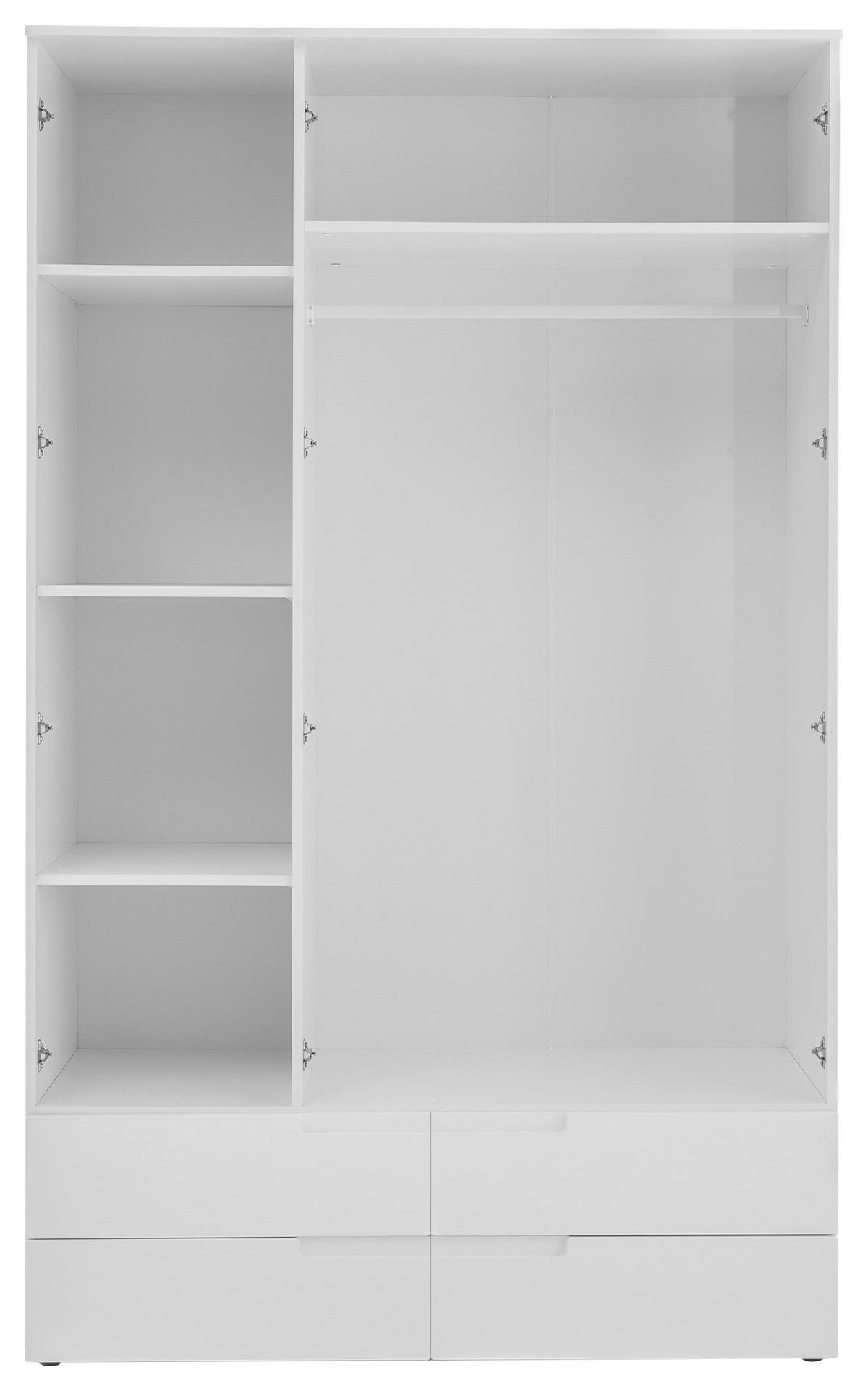 Omara Za Oblačila Spice, Bela, Visoki Sijaj, Ogledalo - bela, Moderno, steklo/leseni material (126,8/208/57cm) - MID.YOU
