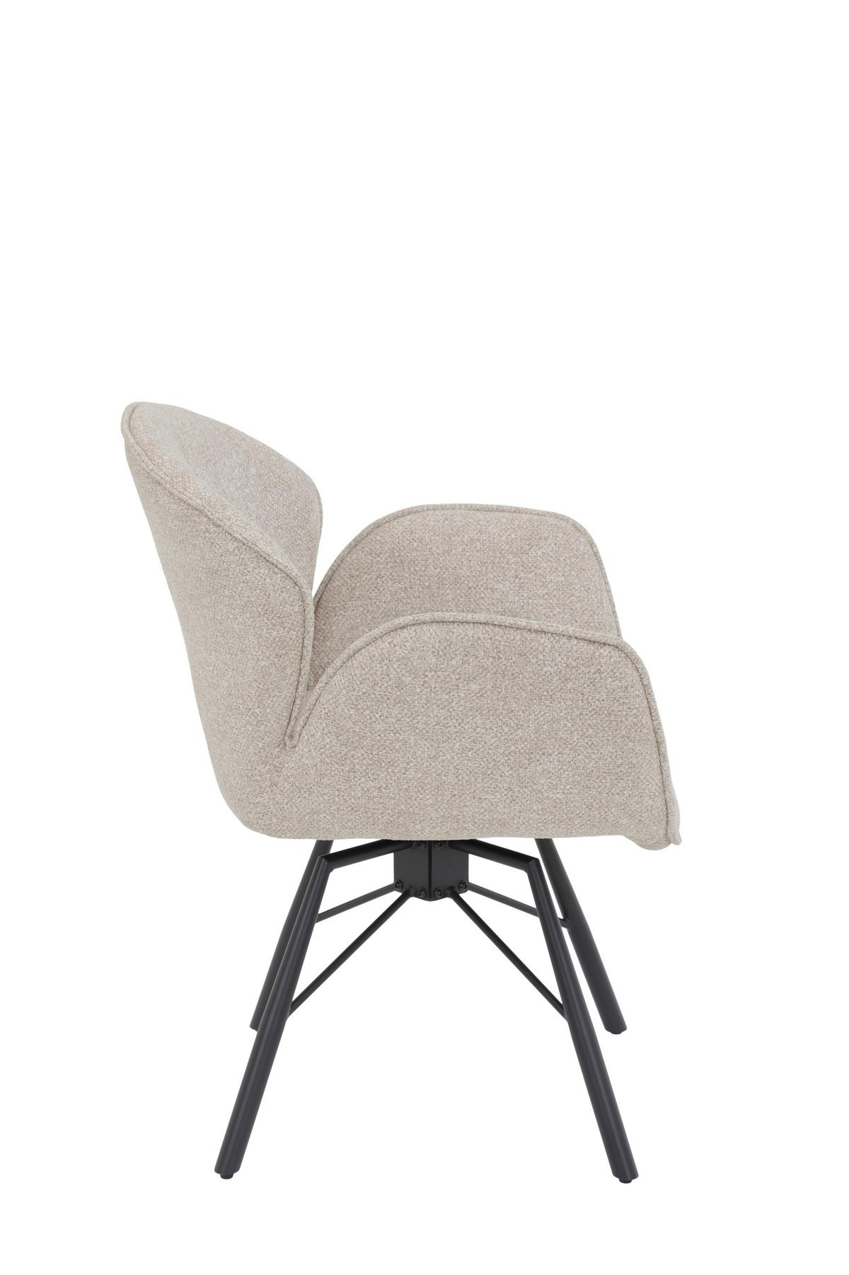 ARMLEHNSTUHL-SET BRISTOL S 2ER-SET - Beige/Schwarz, MODERN, Textil/Metall (62/83/66cm) - MID.YOU