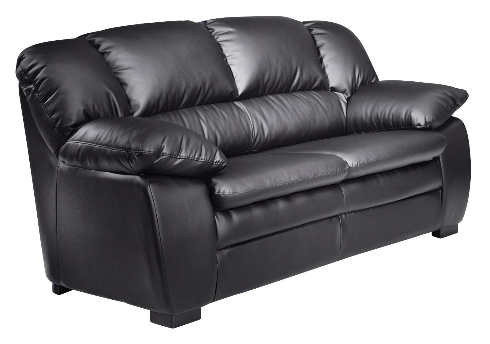 Zweisitzer-Sofa Casino I Schwarz Lederlook - Schwarz, KONVENTIONELL, Kunststoff/Textil (159/88/92cm) - MID.YOU