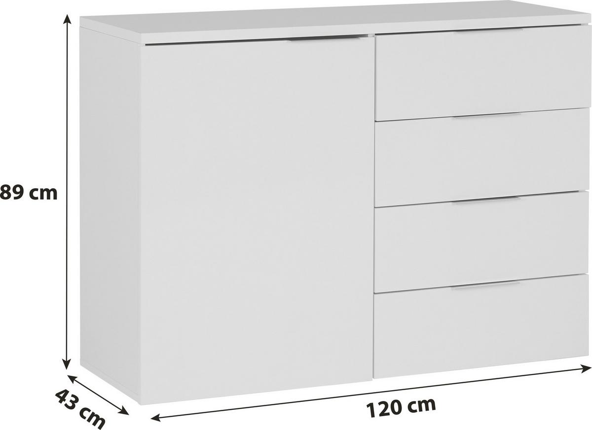 Komoda Split 2 - bijela/siva, Moderno, drvo (120/89/43cm) - Modern Living