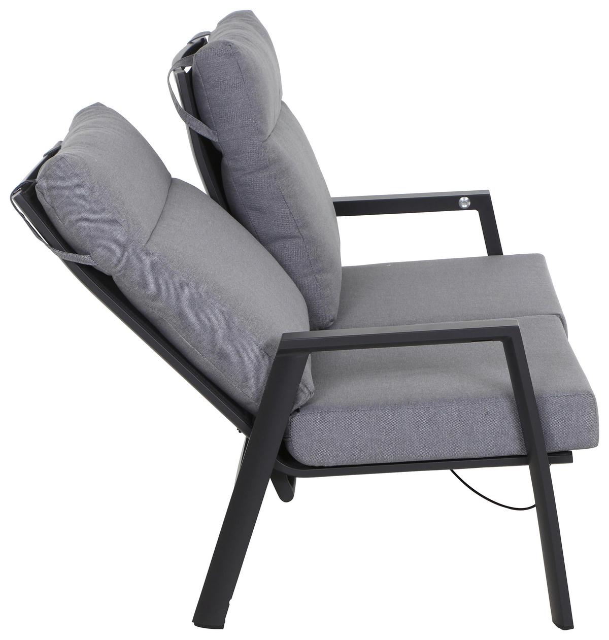 Loungesofa Valencia Anthrazit - Dunkelgrau/Anthrazit, Basics, Kunststoff/Textil (152,5/99/82,5cm) - Siena Garden