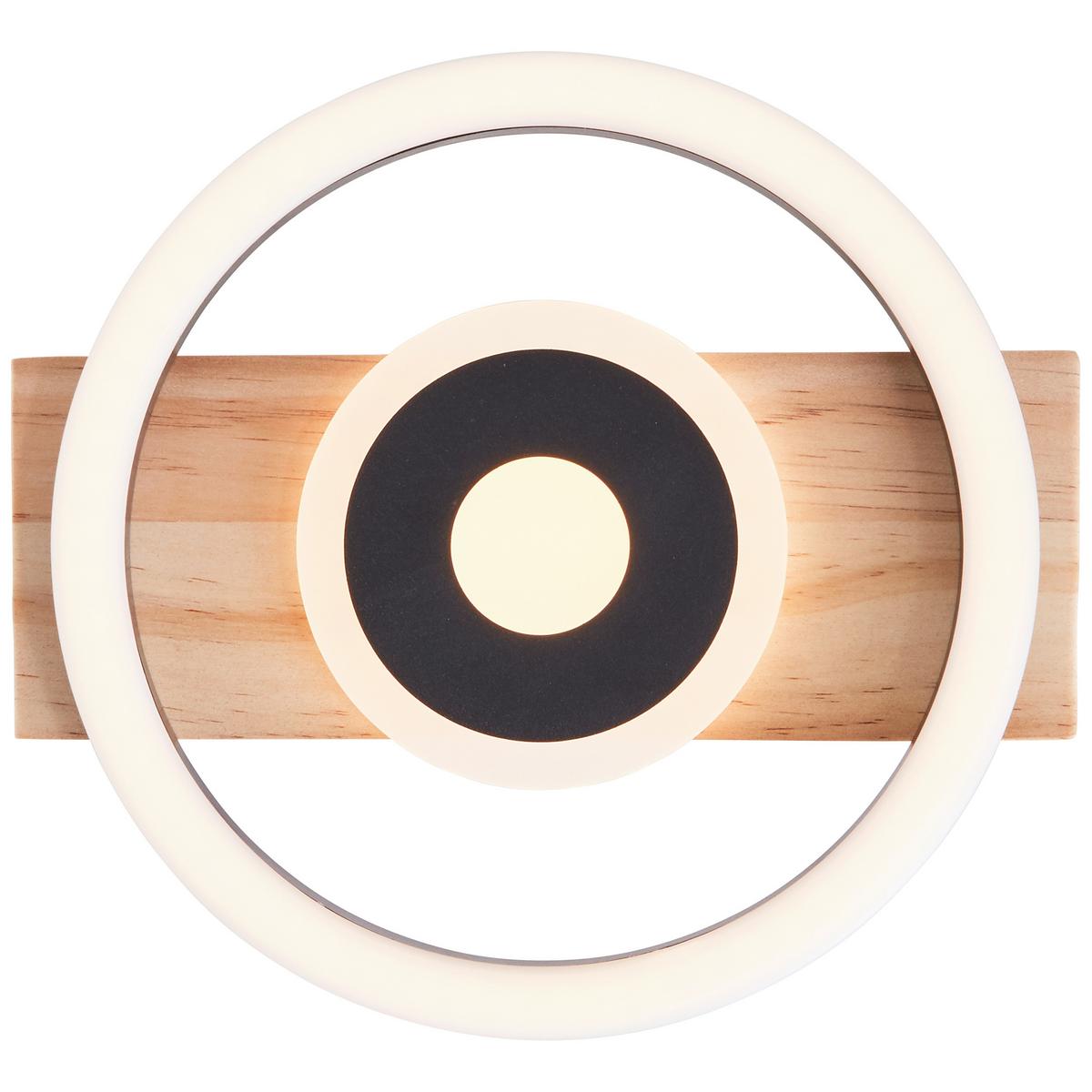 LED-Deckenleuchte Maureen Schwarz/Hellbraun max. 12 Watt - Hellbraun/Schwarz, Basics, Holz/Kunststoff (5,5/22/20cm) - Brilliant